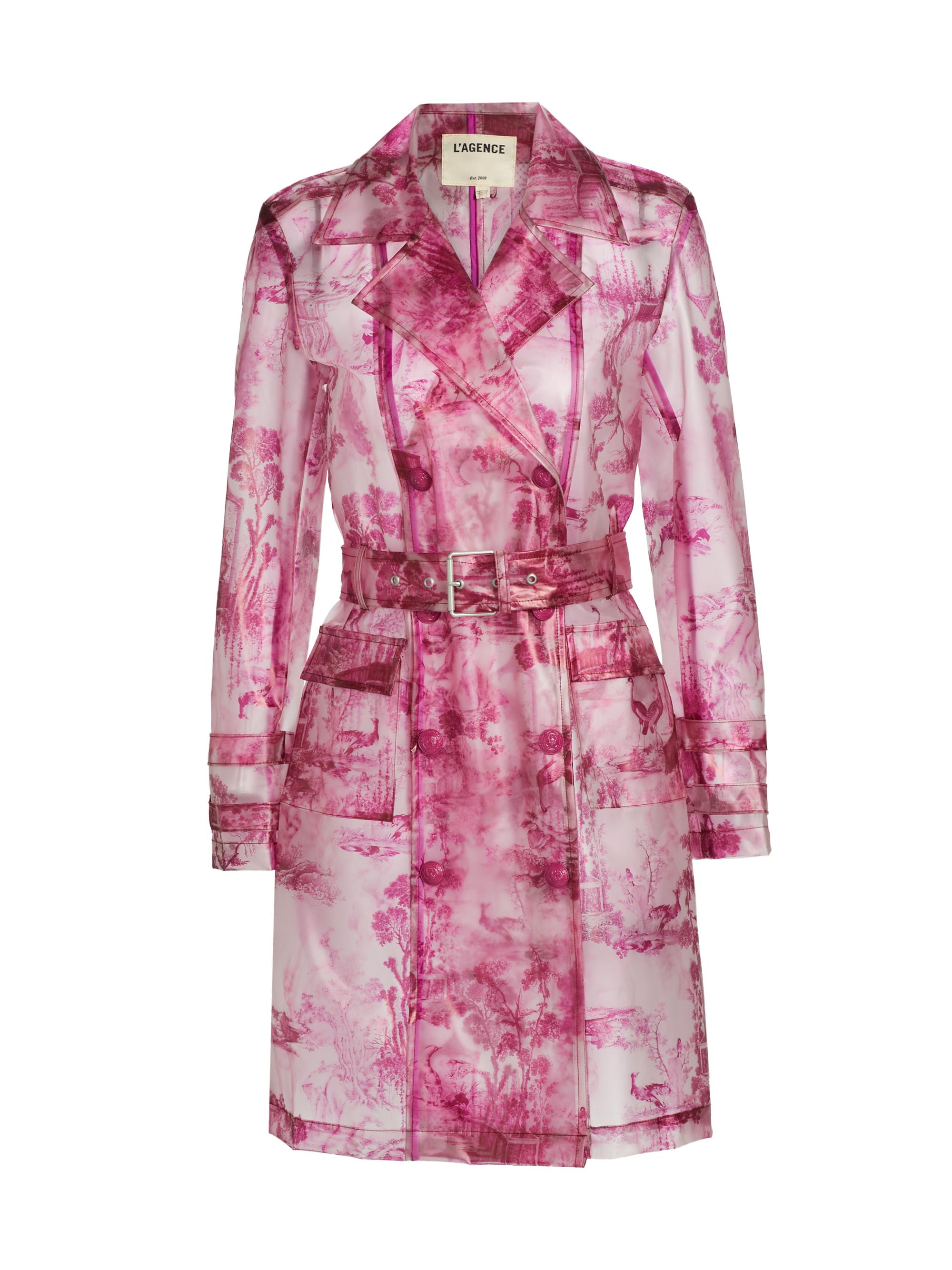 Safiya Toile-Print Transparent Belted Raincoat