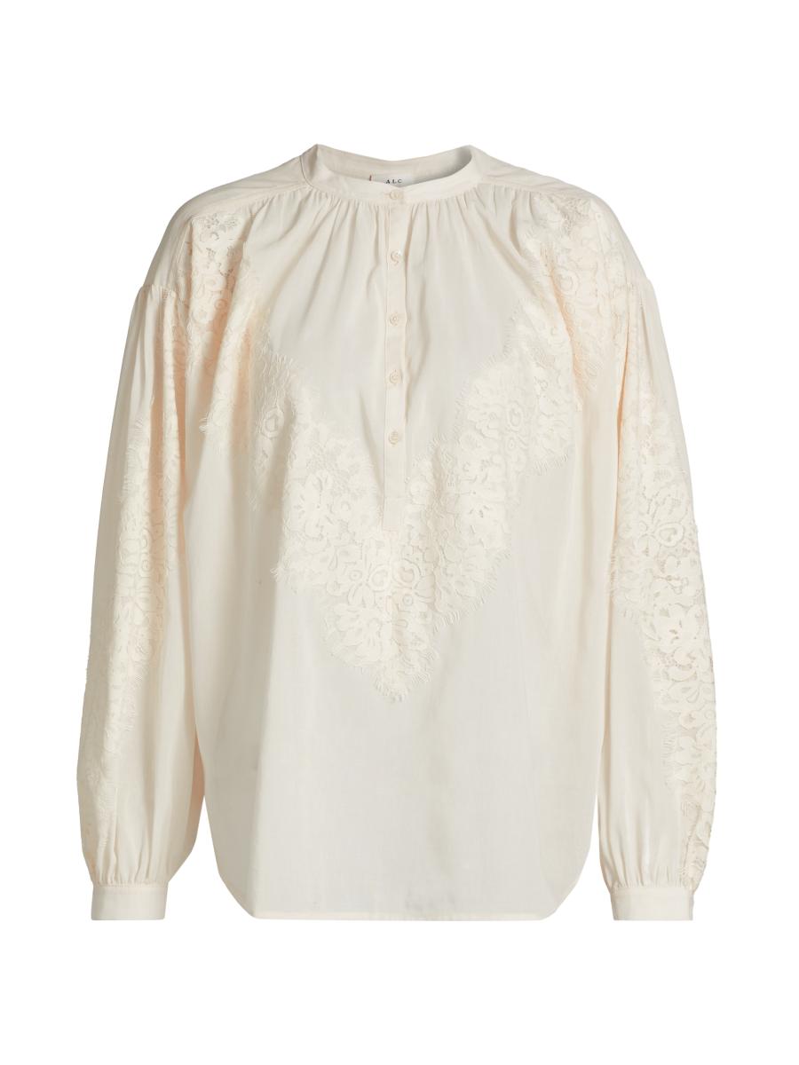 A.l.c Women's Elaine Cotton Lace-trim Blouse In White