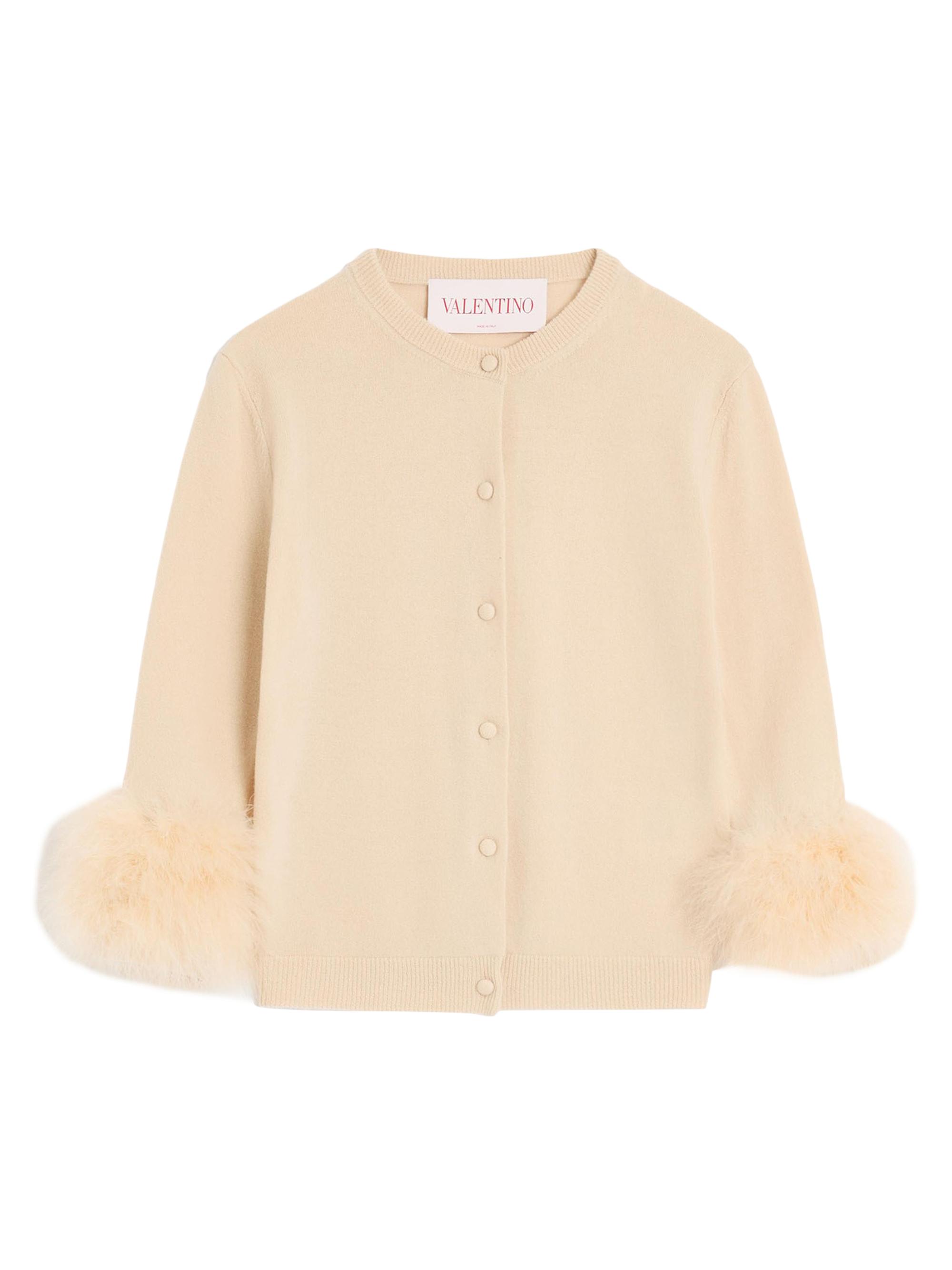 Valentino Garavani Women's Cardigan with Feathers - Birch