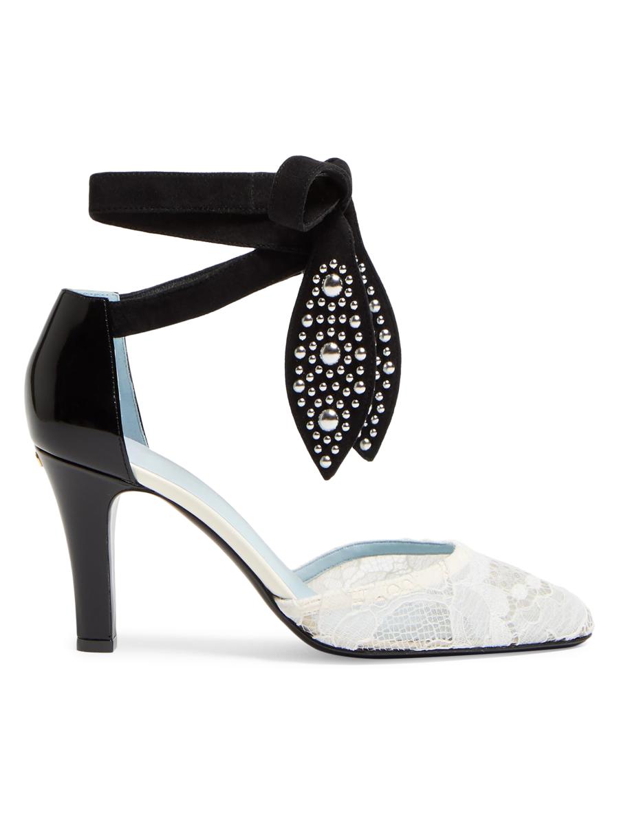 Valentino Garavani 85MM Foliefoliage Pumps in Abrasive