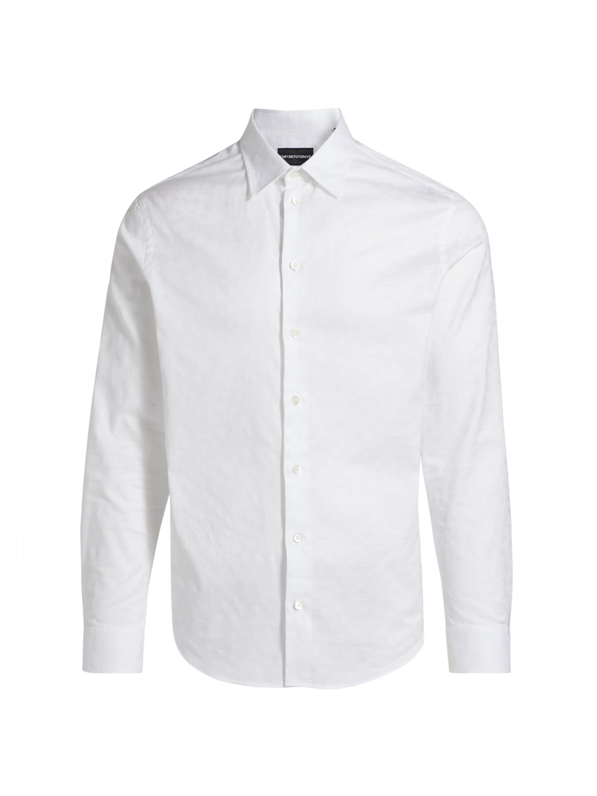 Emporio Armani Men's Tonal Cotton Shirt - White