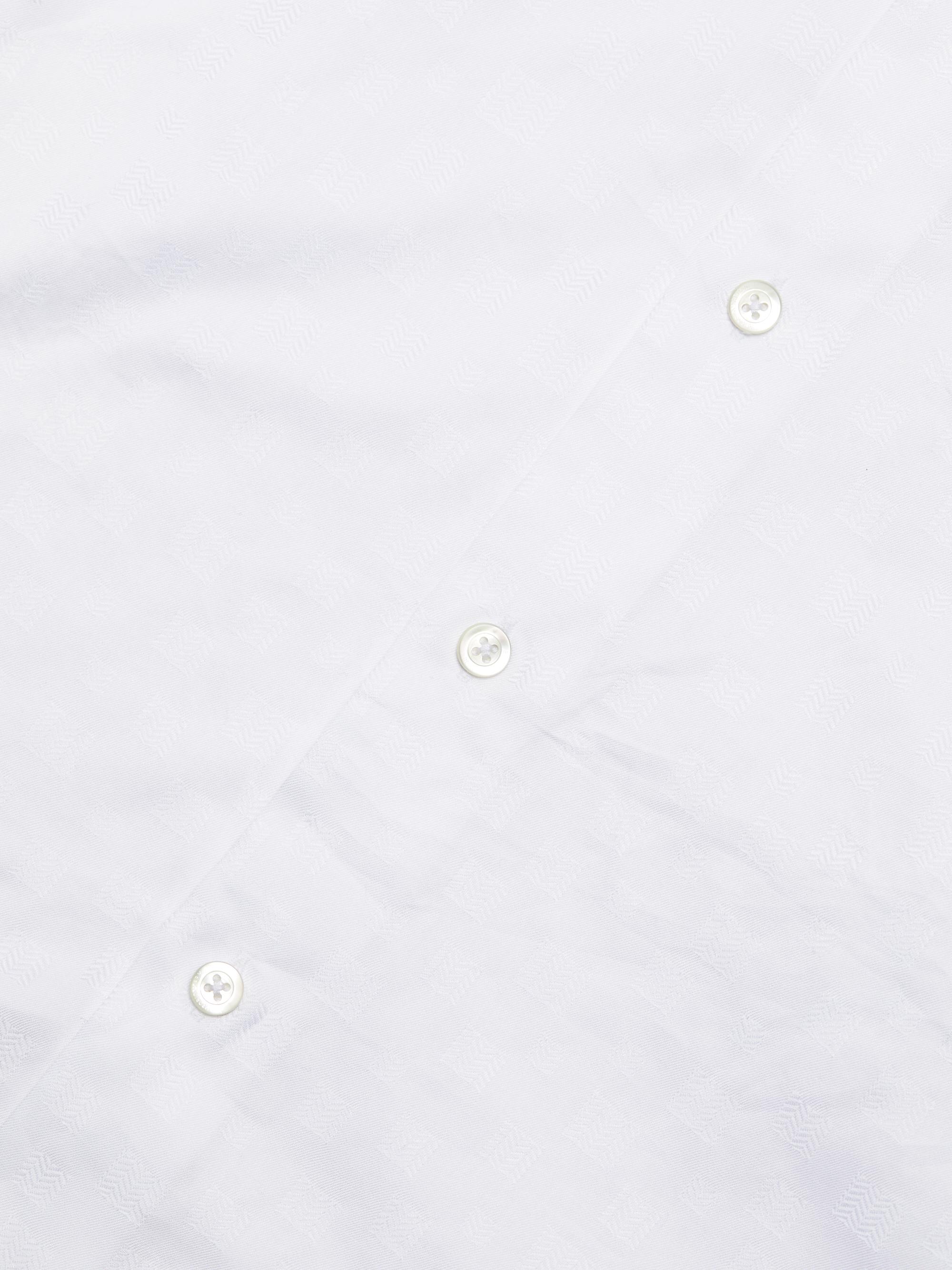 Emporio Armani Men's Tonal Cotton Shirt - White | Thumbnail 7