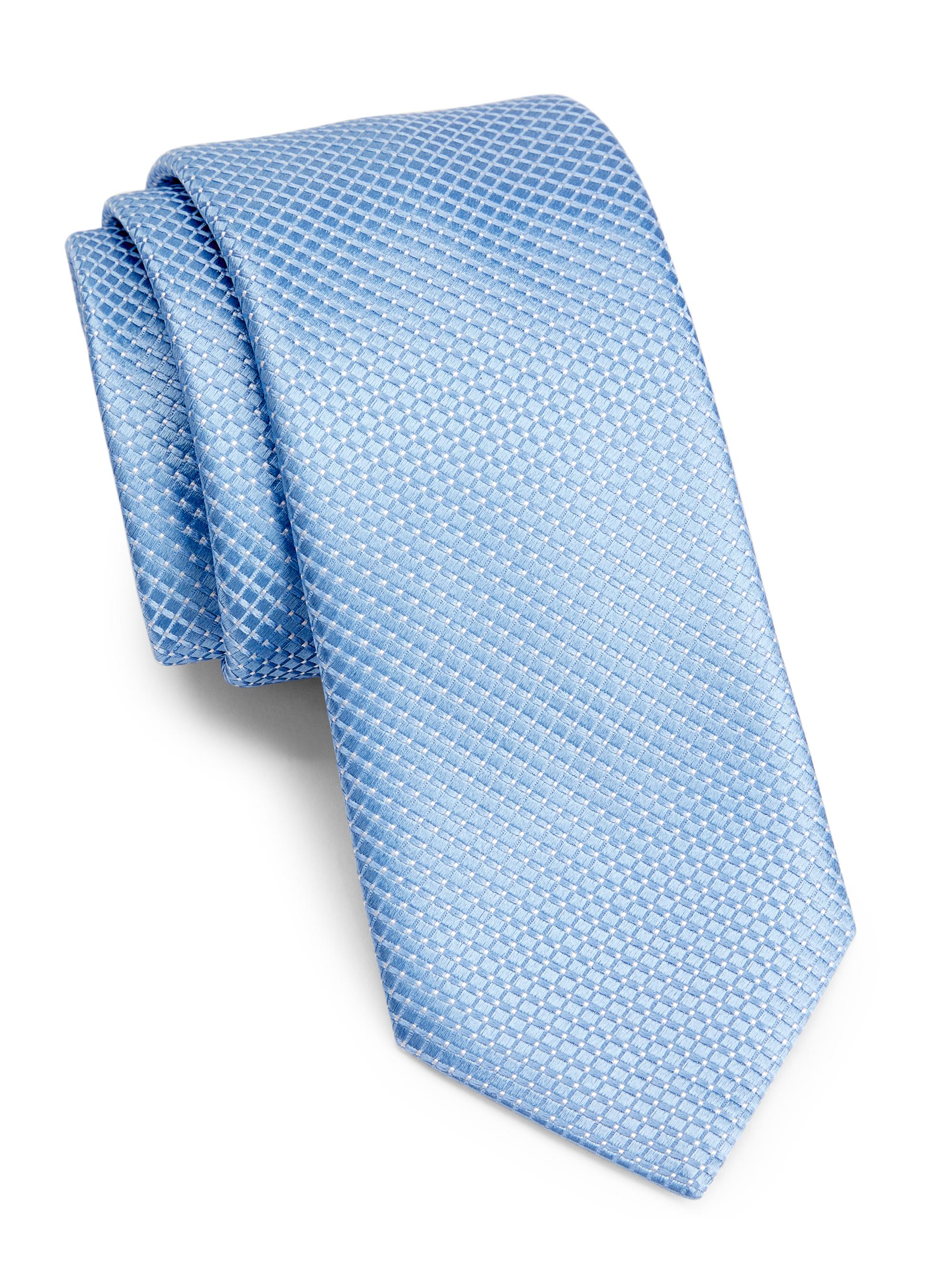 Emporio Armani Men's Jacquard Silk-Cotton Tie - Light Blue
