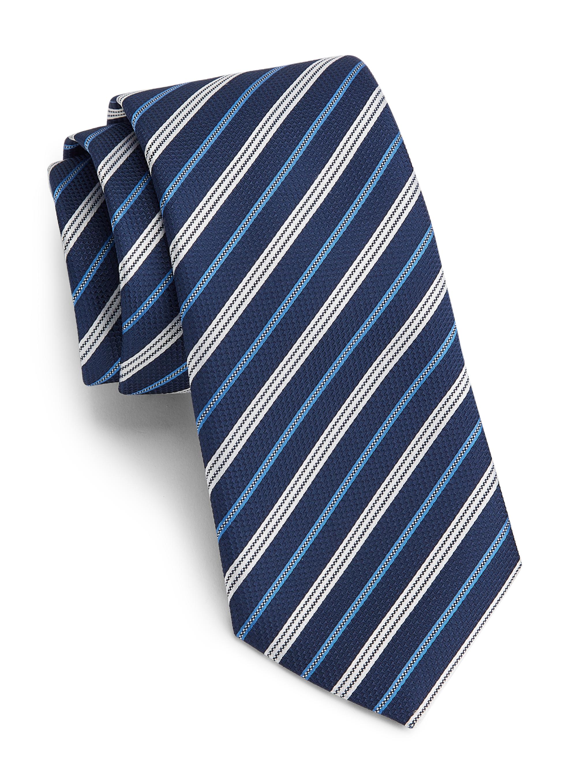 Emporio Armani Men's Striped Silk Tie - Navy