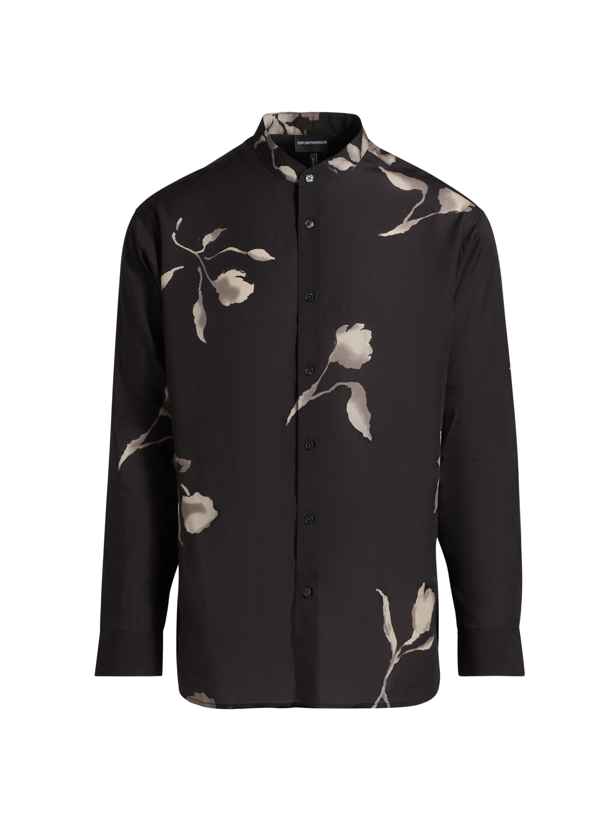 Emporio Armani Men's Nehru Floral Shirt - Black Multi