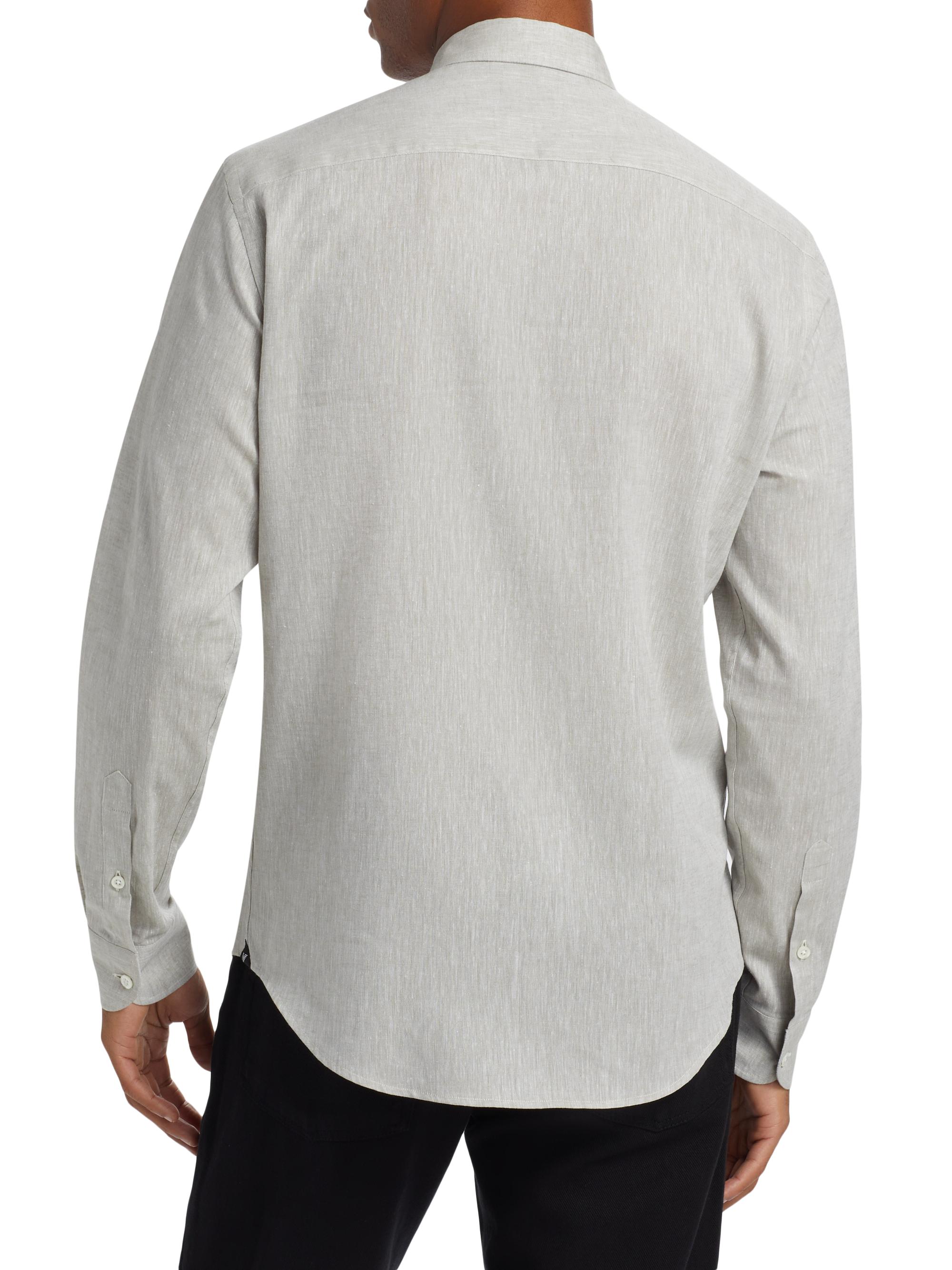 Emporio Armani Linen-Cotton Button-Front Shirt | Saks Fifth Avenue