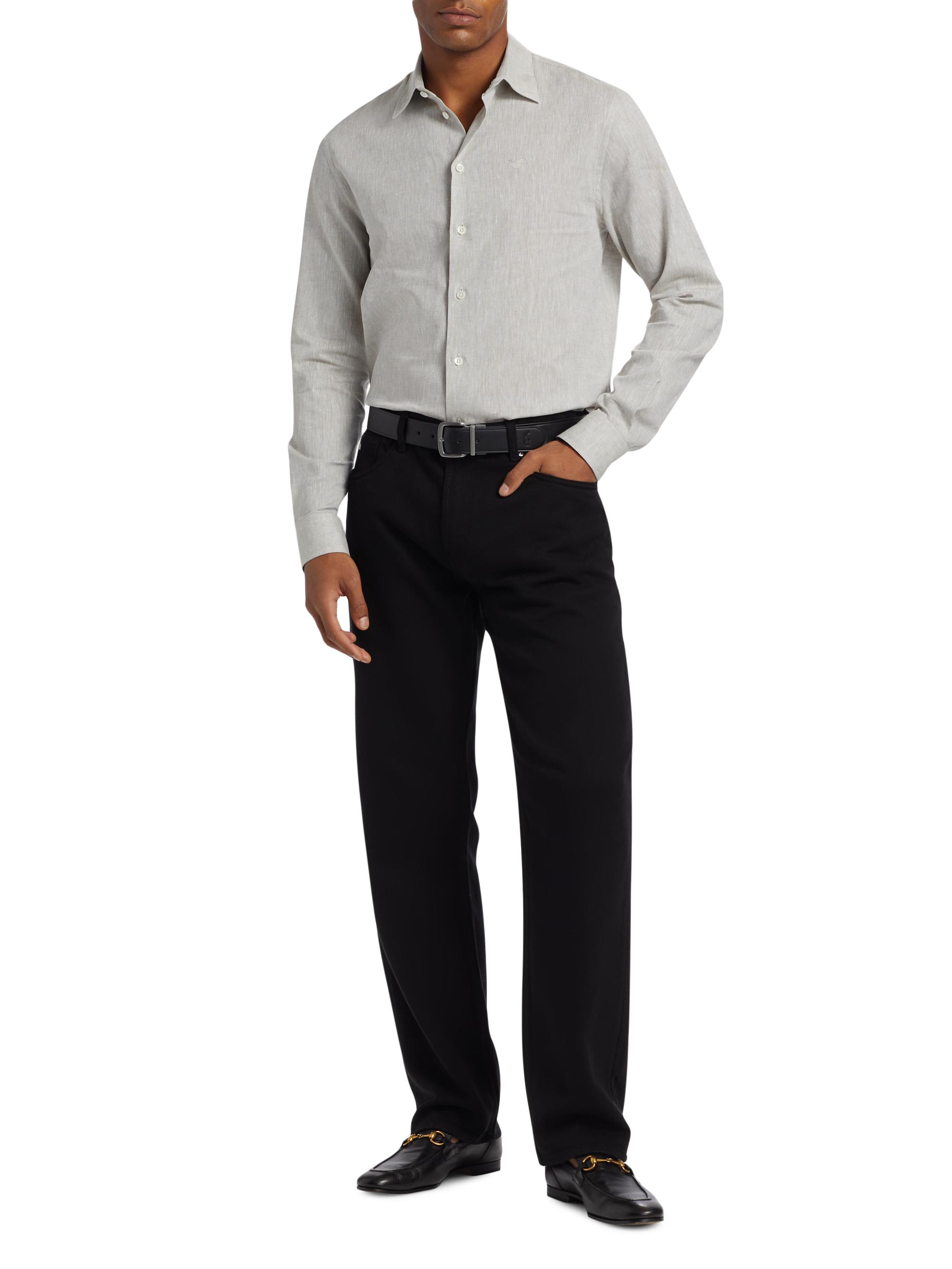 Emporio Armani Linen-Cotton Button-Front Shirt | Saks Fifth Avenue