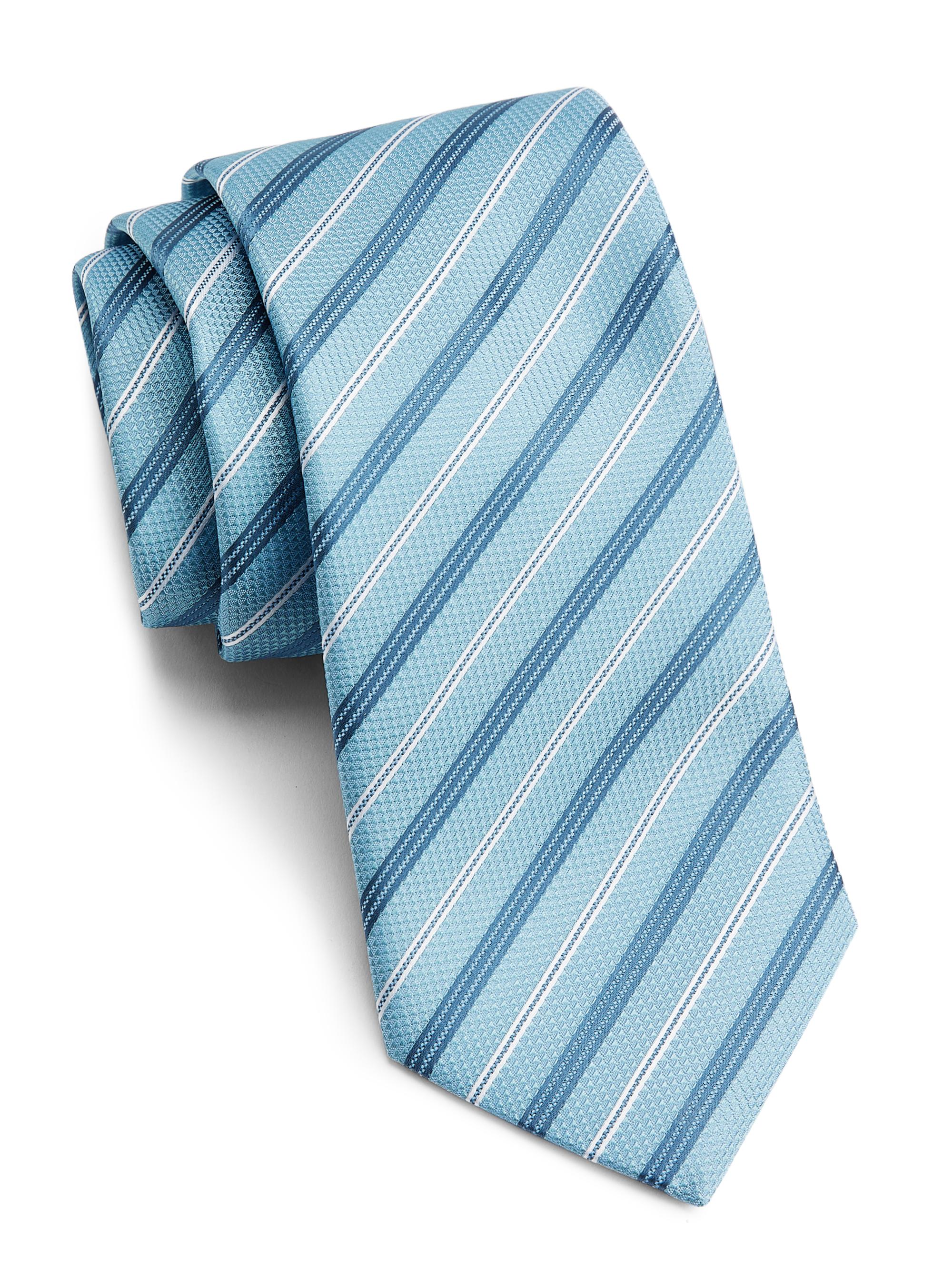 Emporio Armani Men's Striped Silk Tie - Light Blue