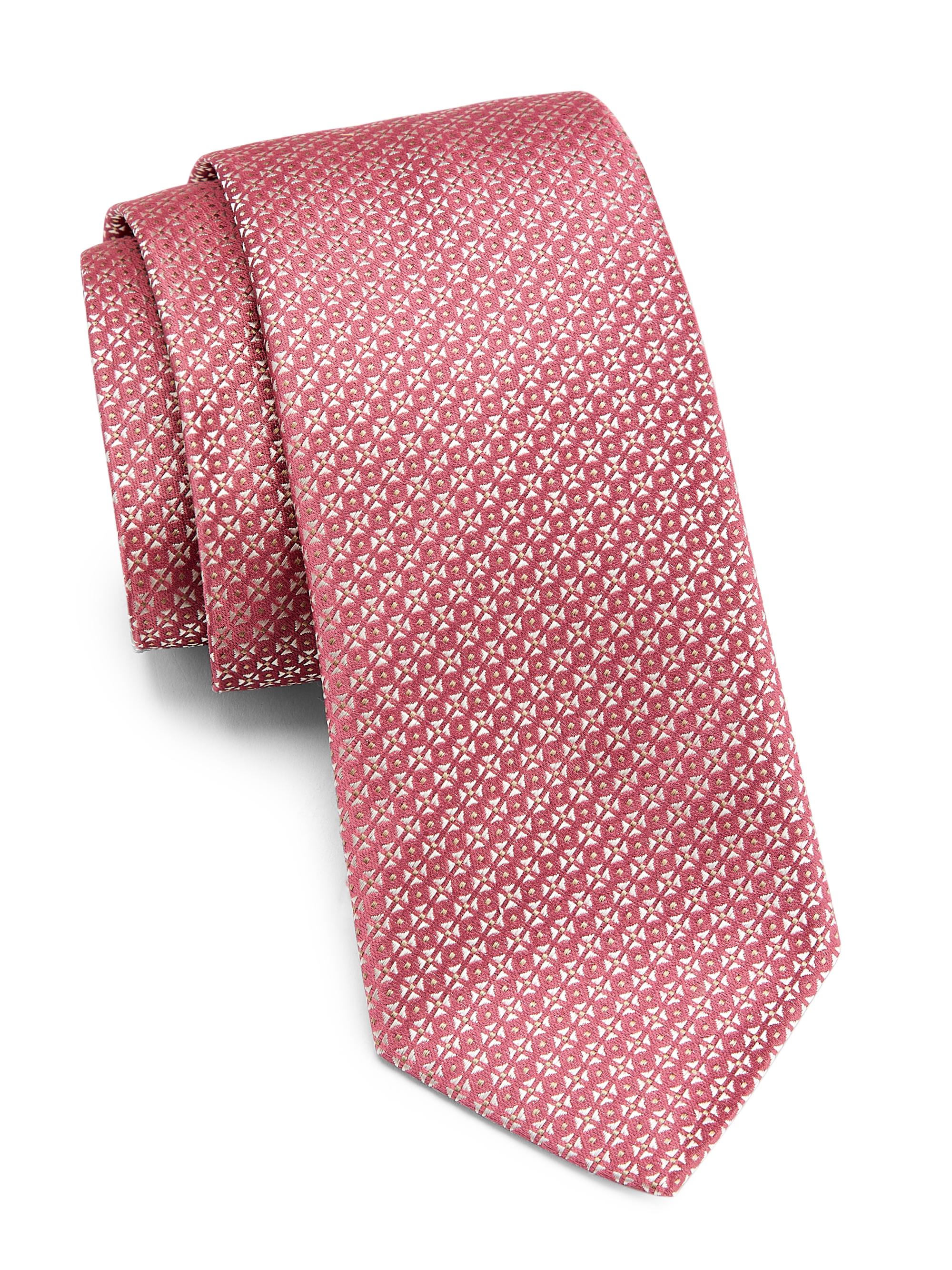 Emporio Armani Men's Geometric Silk Tie - Pink