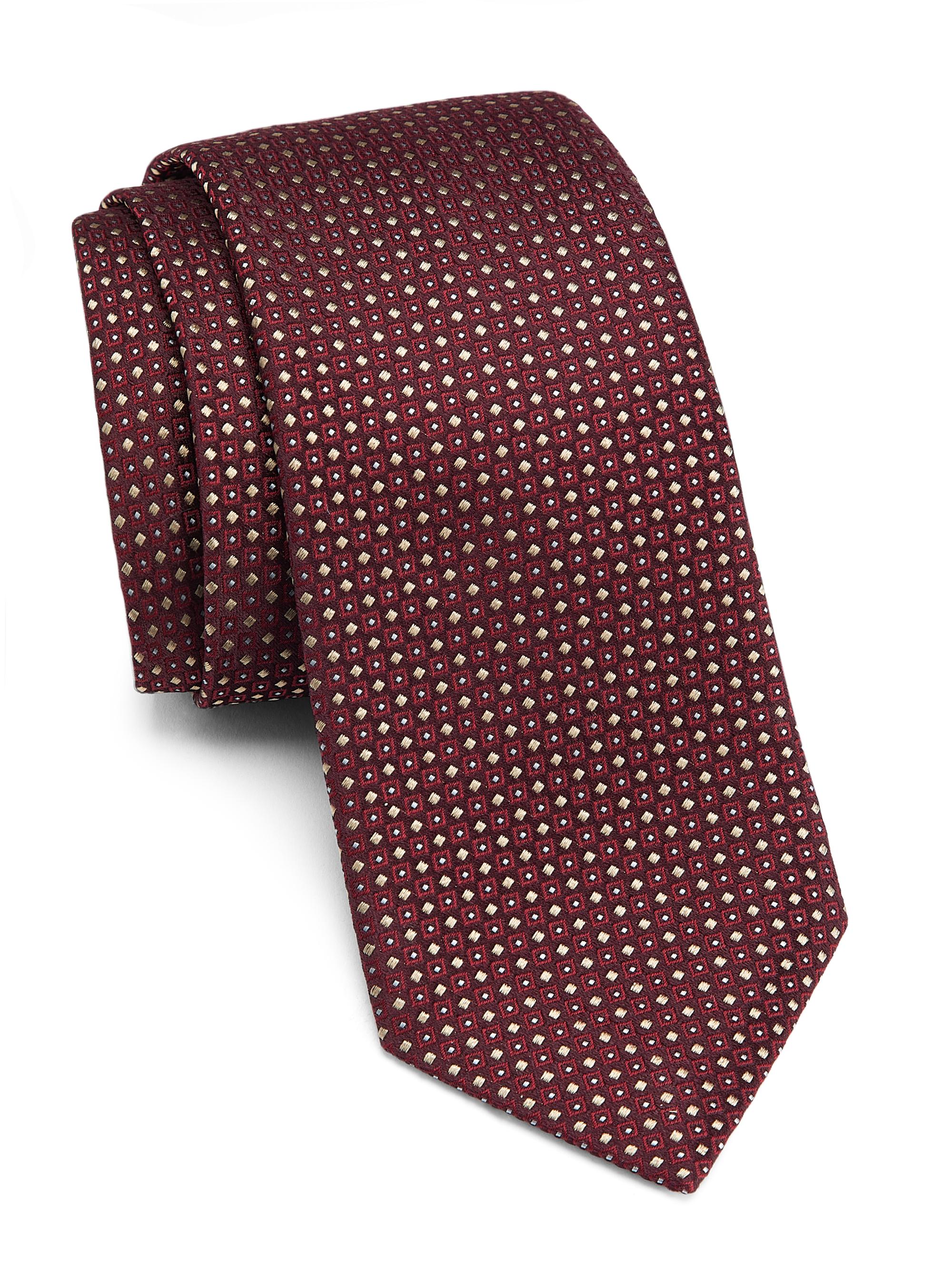 Emporio Armani Men's Geometric Silk-Cotton Tie - Bordeaux