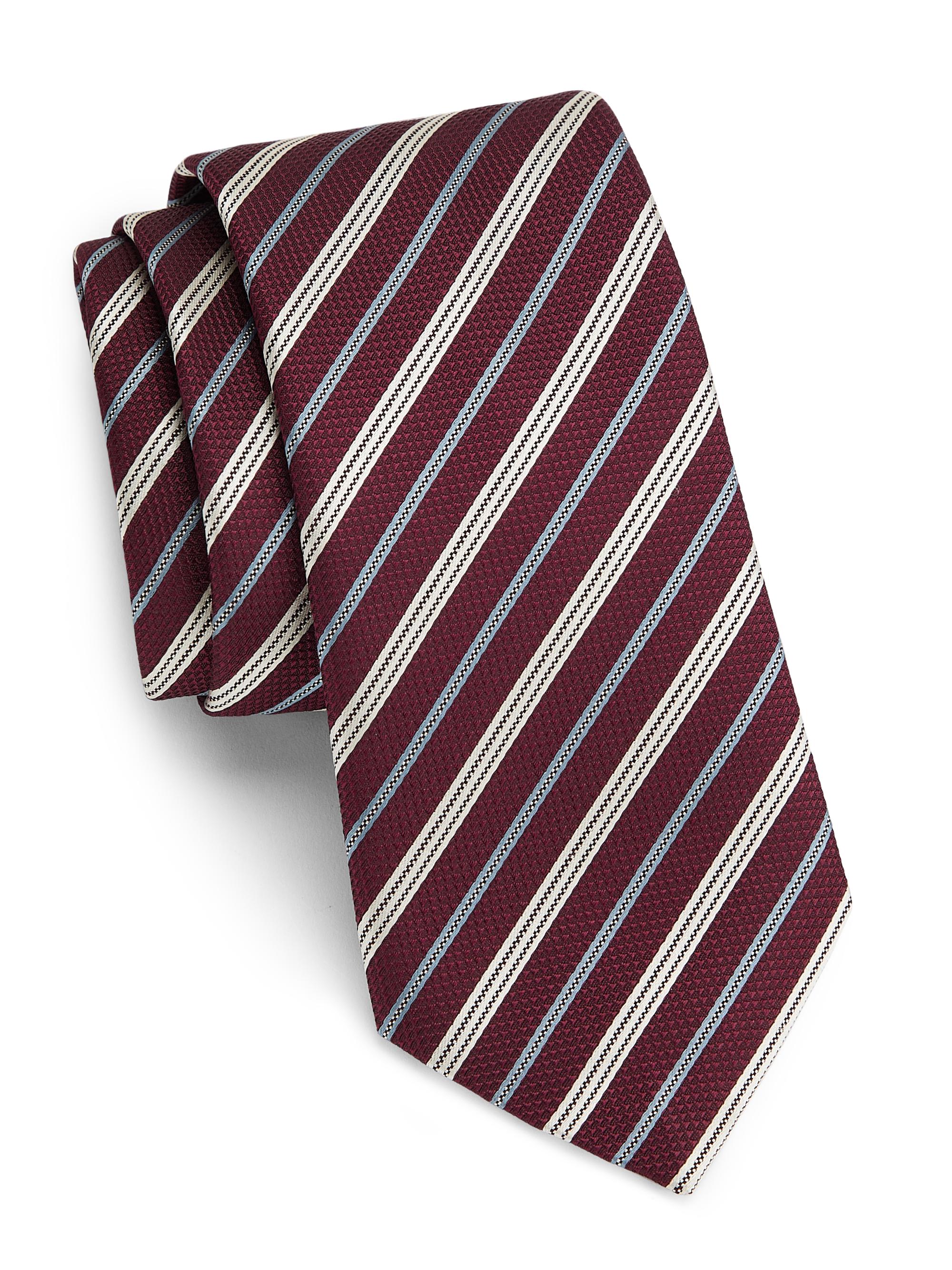 Emporio Armani Men's Striped Silk Tie - Bordeaux