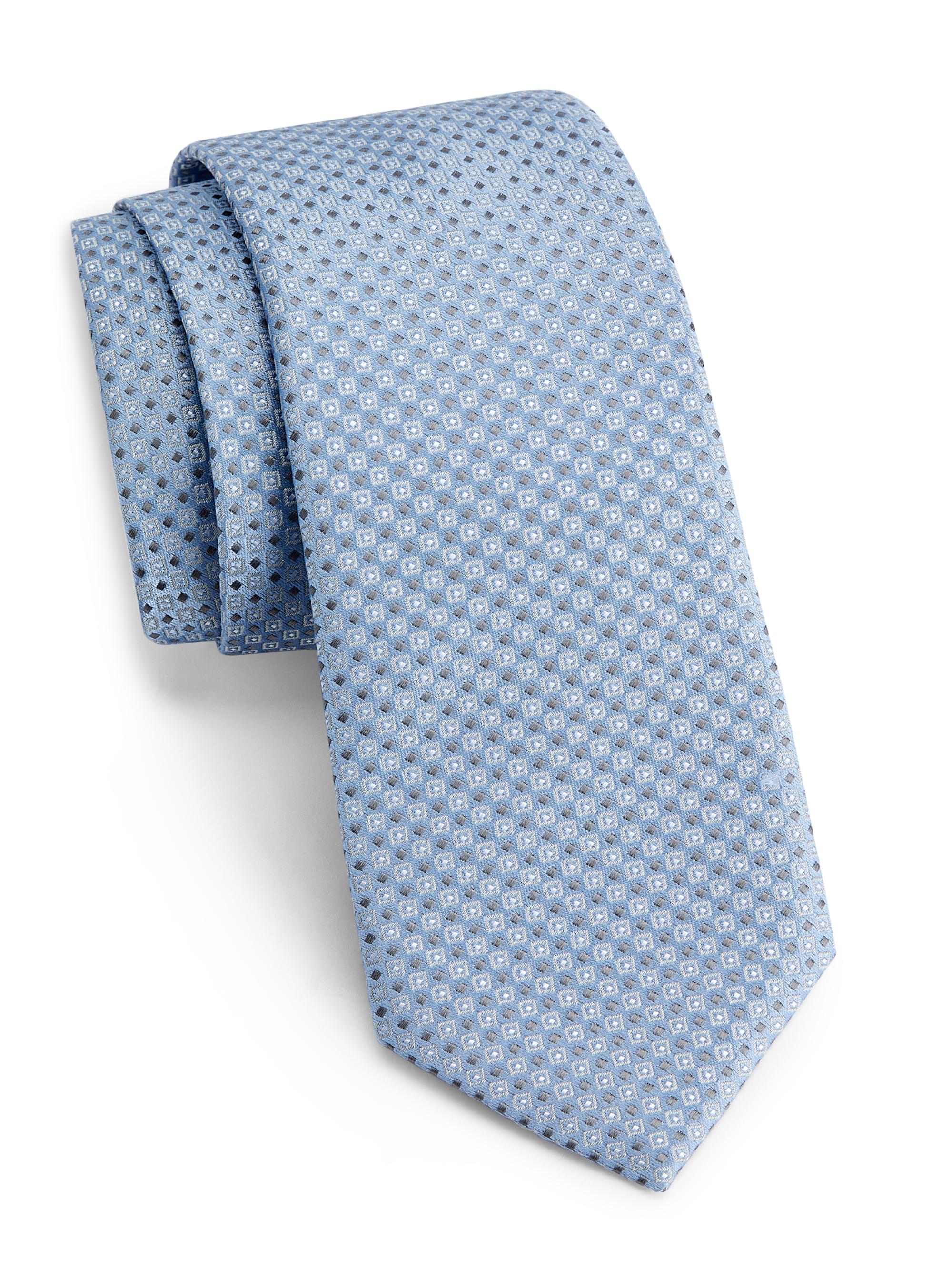 Emporio Armani Men's Geometric Silk & Cotton Tie - Light Blue
