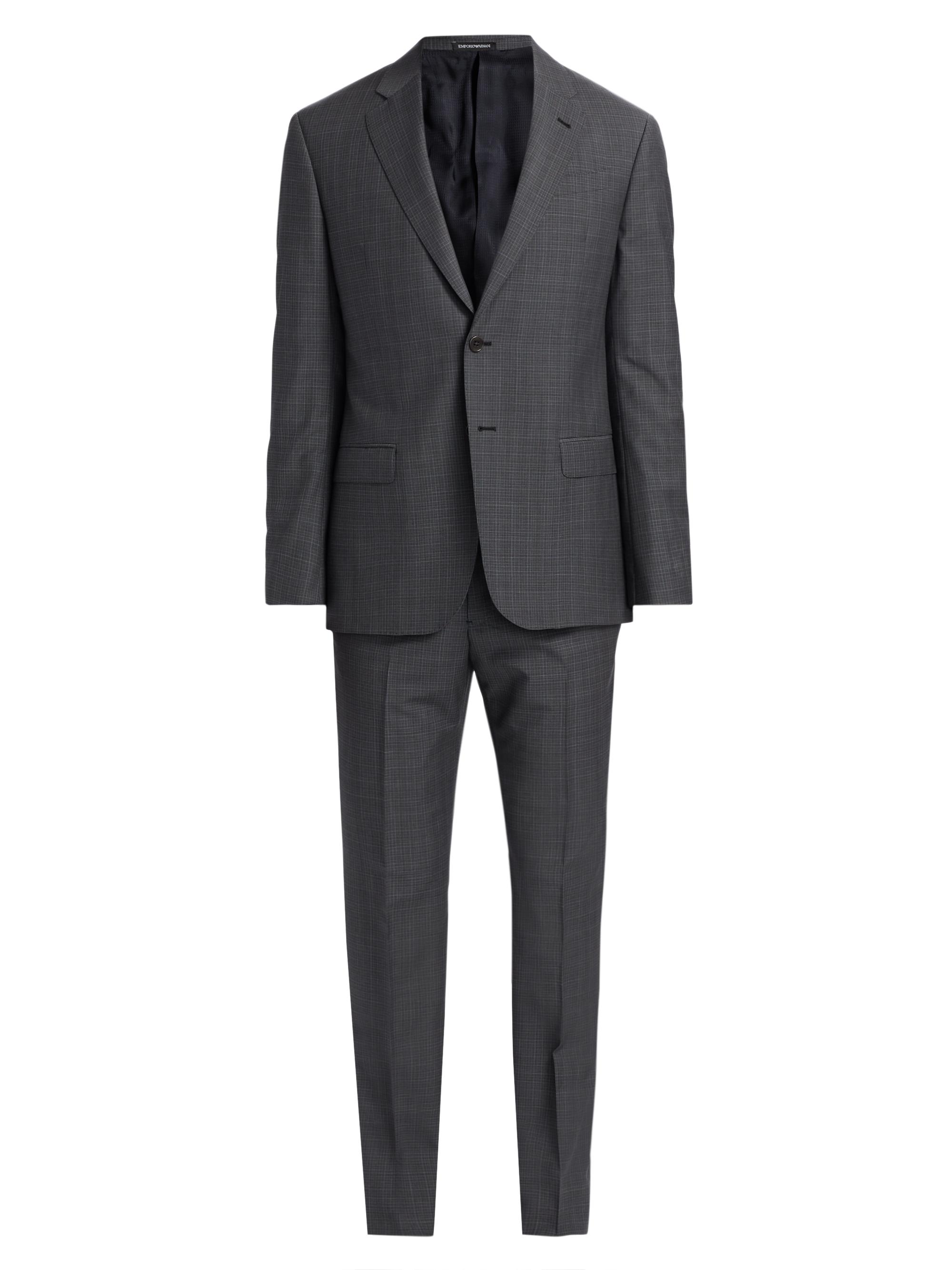 Emporio Armani Men's Virgin Wool Plaid Suit - Grey