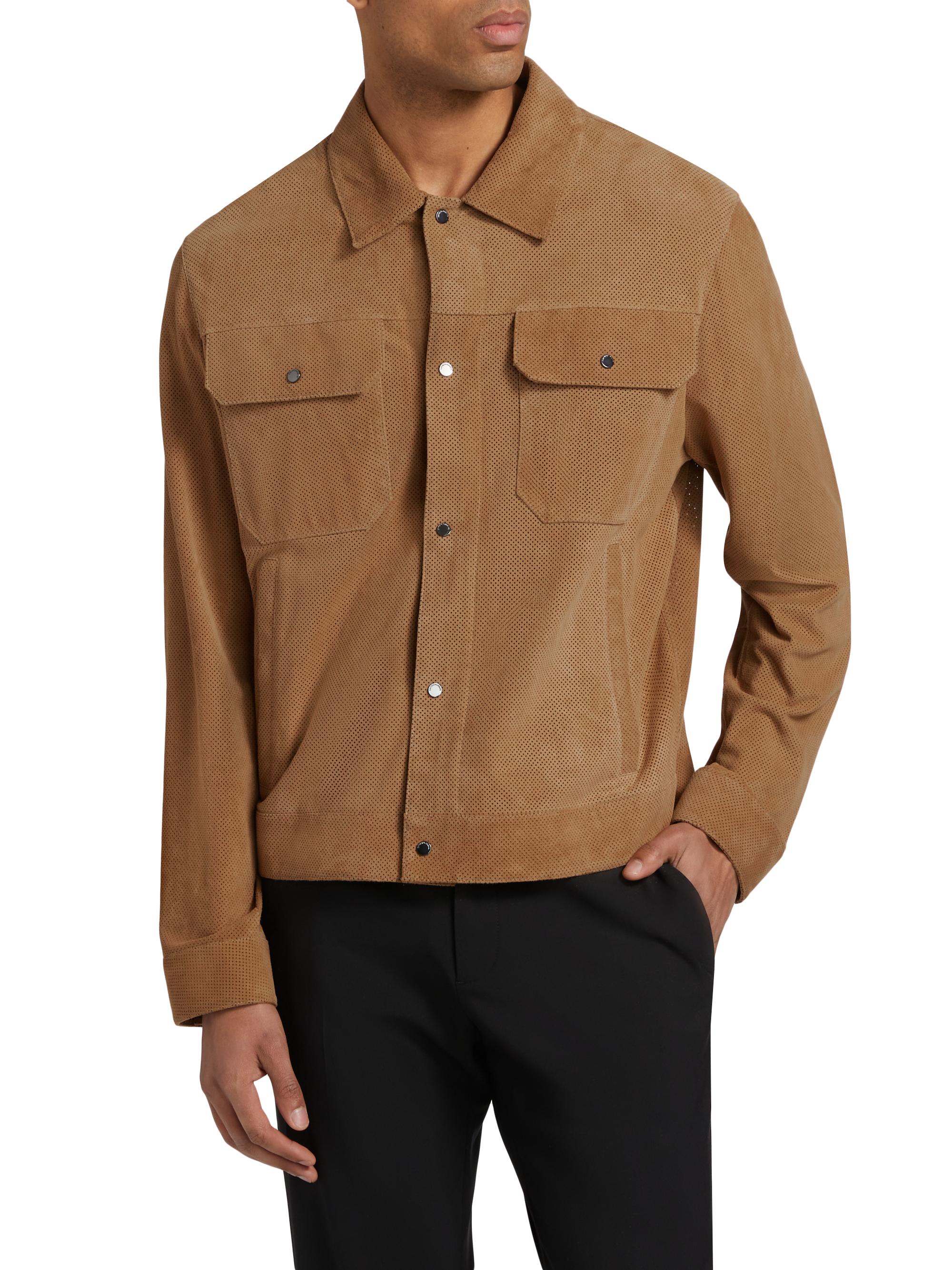 Emporio Armani Perforated Suede Jacket | Saks Fifth Avenue
