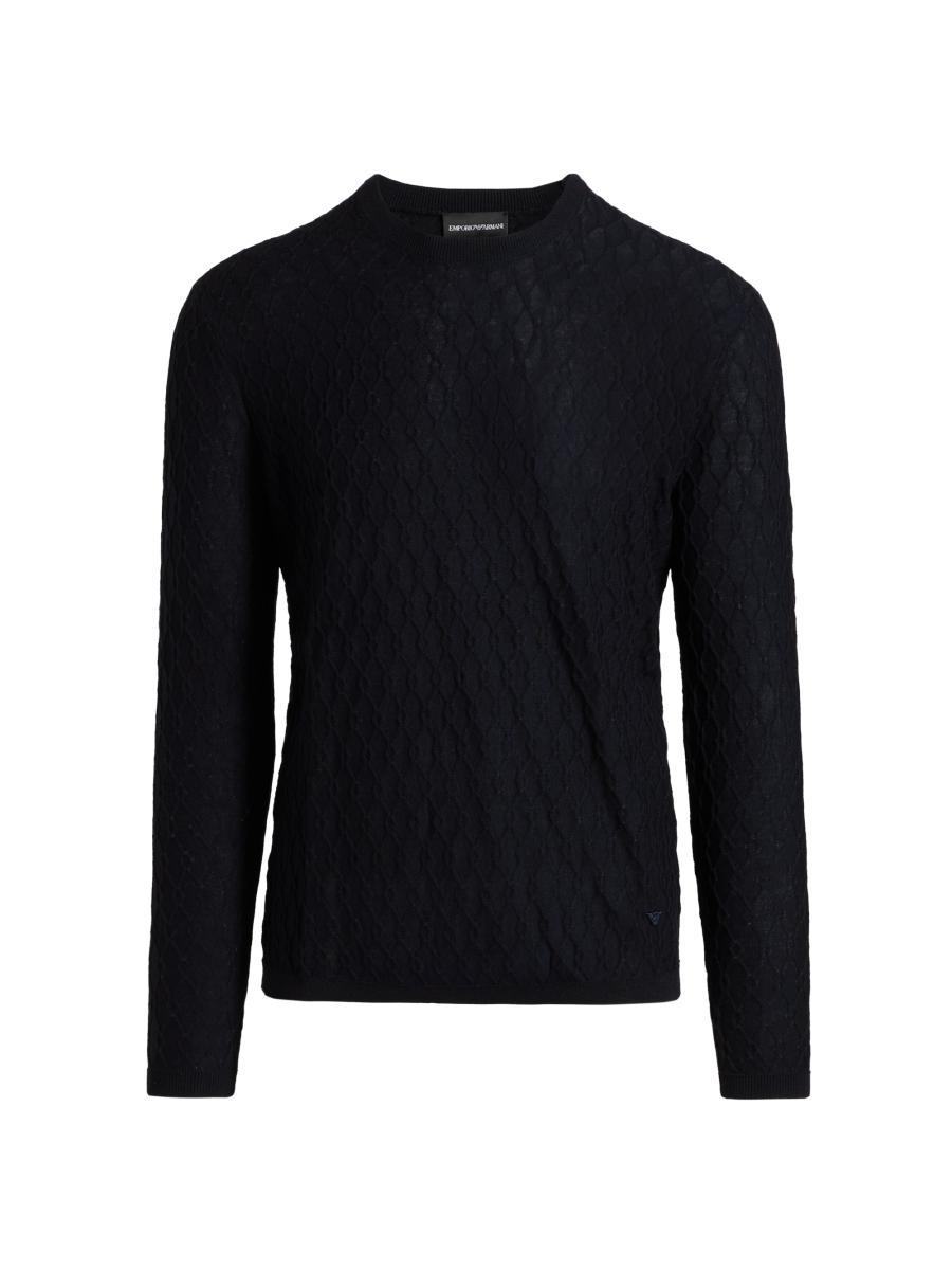Emporio Armani Textured Wool Jacquard Crewneck Sweater | Saks