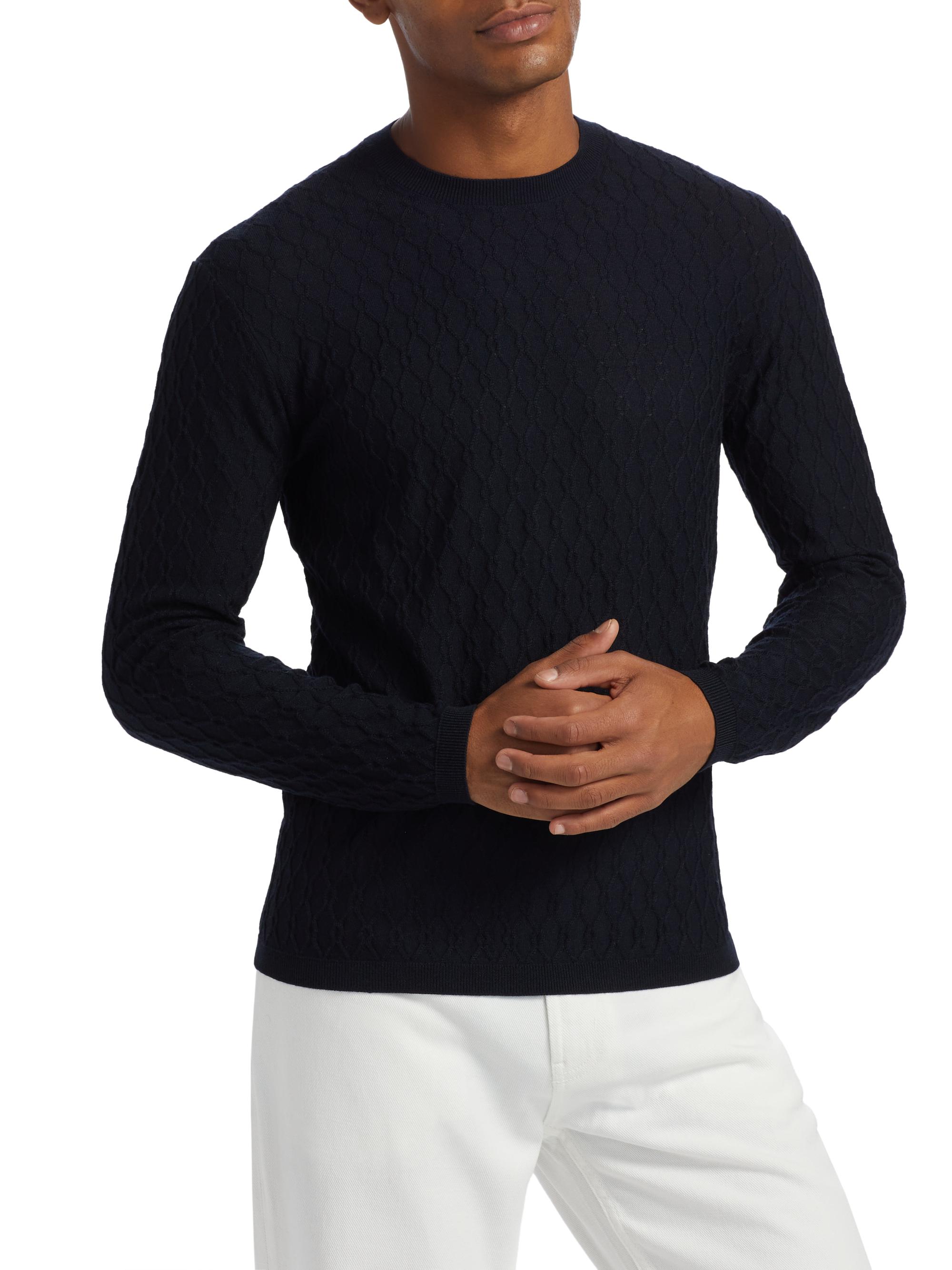 Emporio Armani Textured Wool Jacquard Crewneck Sweater | Saks