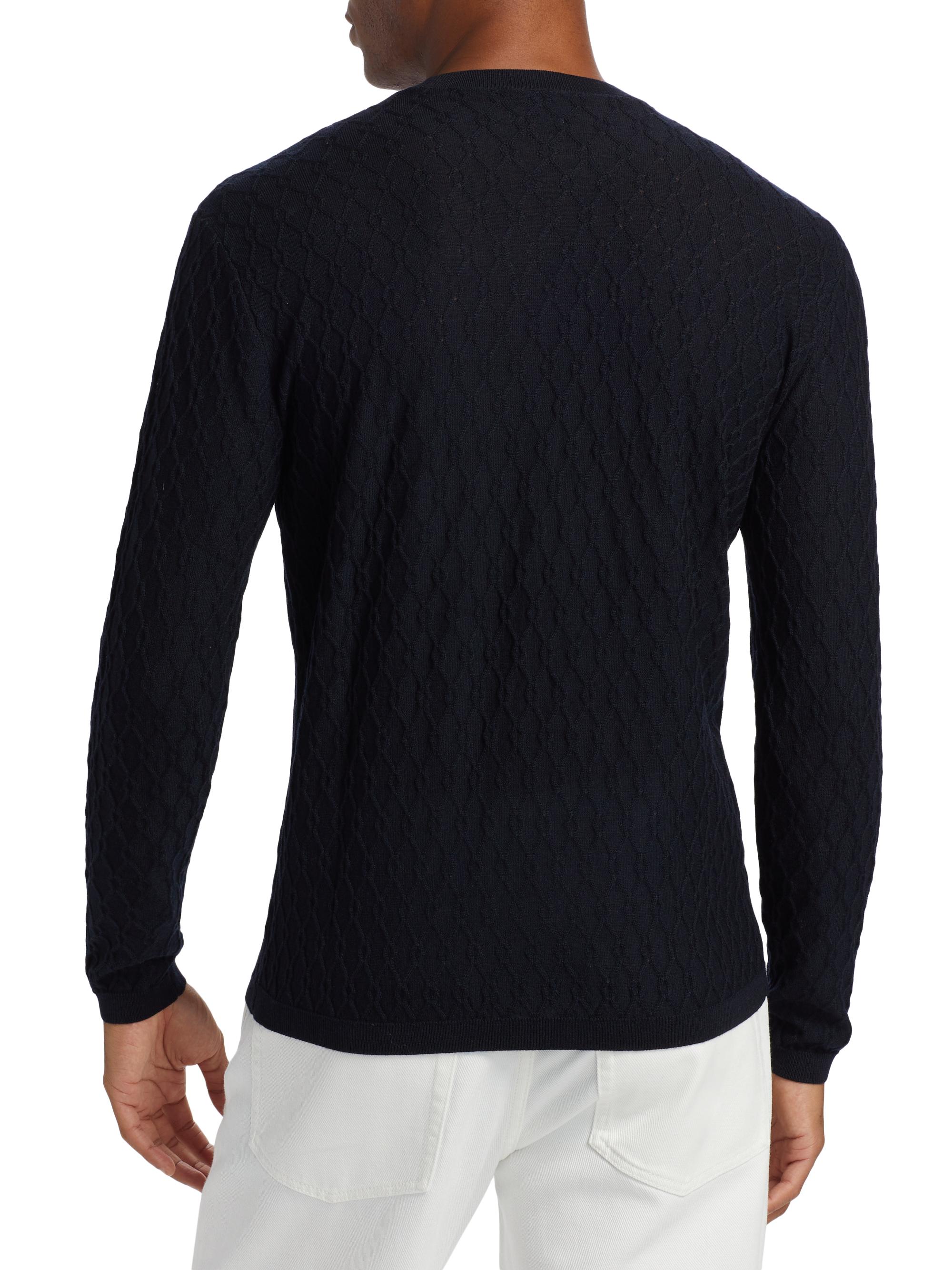 Emporio Armani Textured Wool Jacquard Crewneck Sweater | Saks