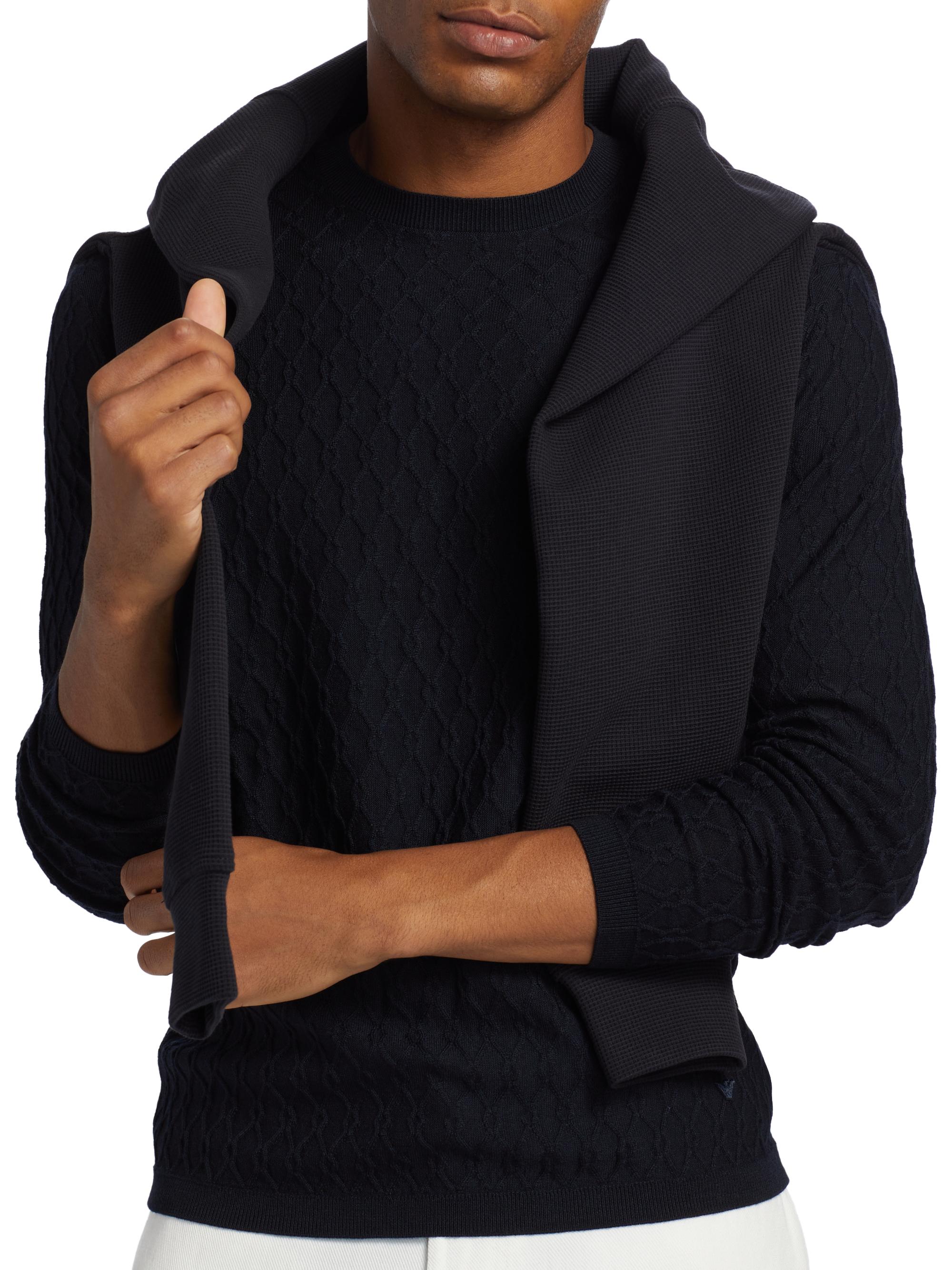 EMPORIO ARMANI 14AW ハラコ ニット Emporio Armani Textured Wool Jacquard Crewneck Sweater | Saks