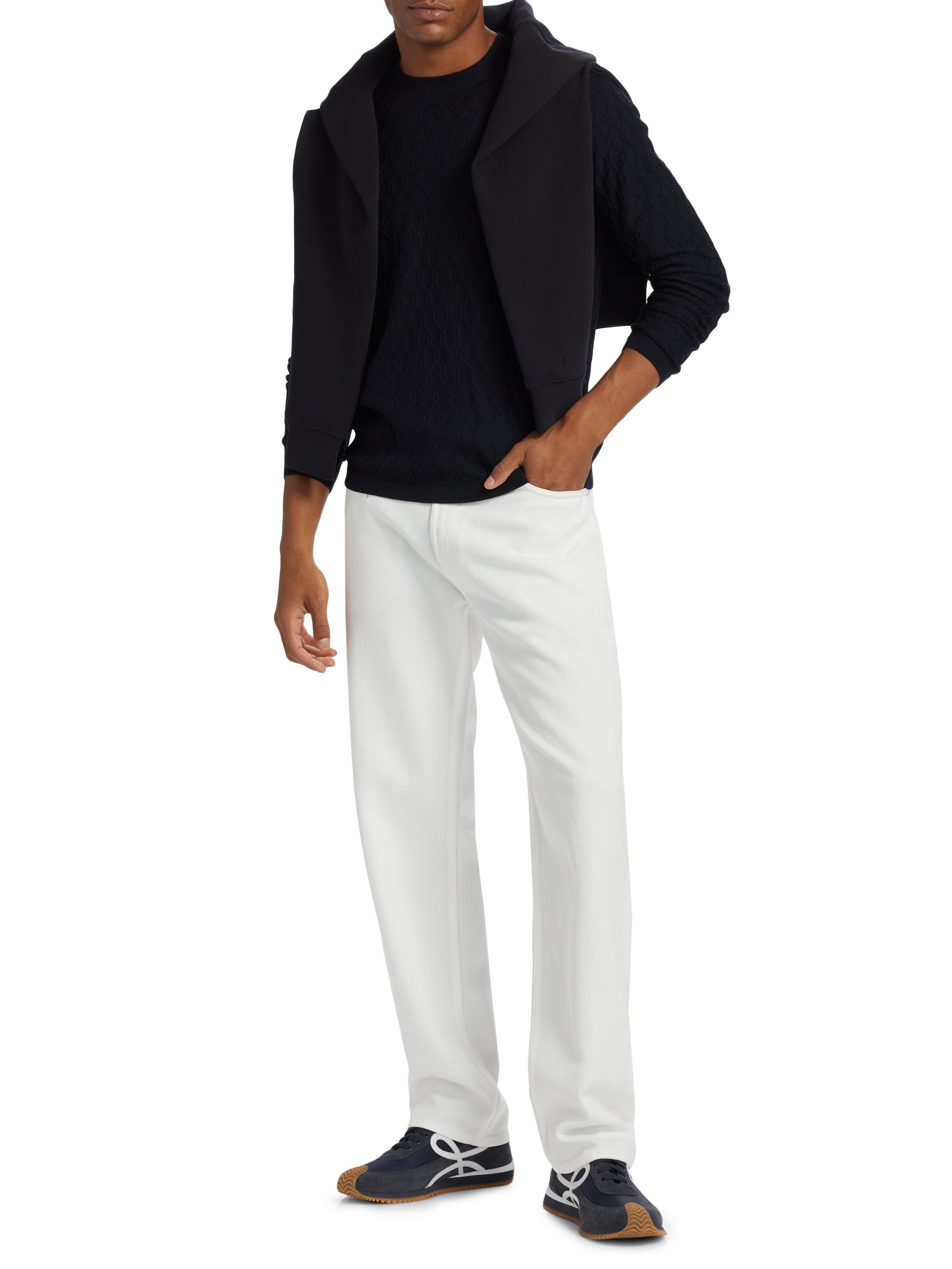 Emporio Armani Textured Wool Jacquard Crewneck Sweater | Saks