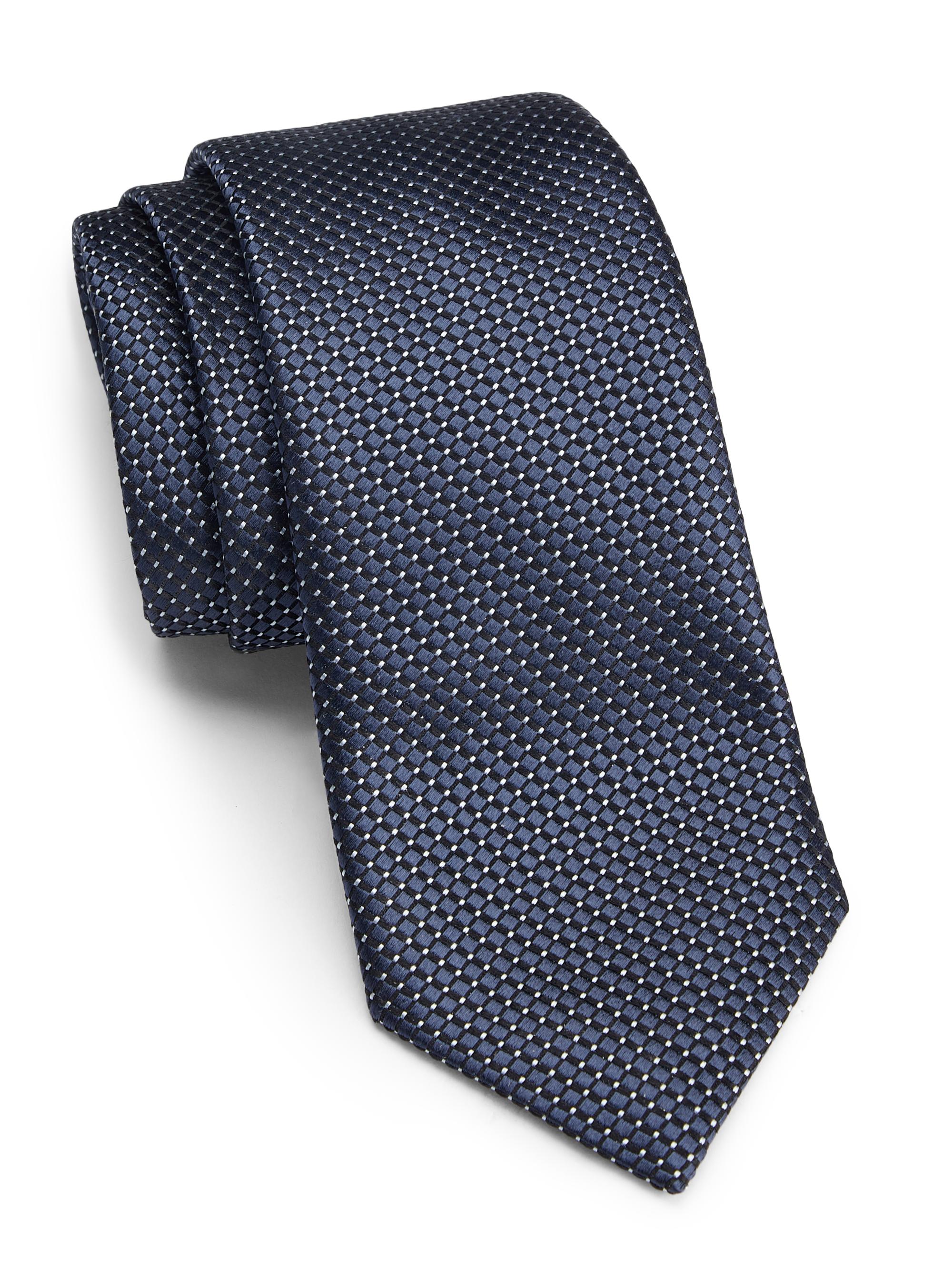 Emporio Armani Men's Jacquard Silk-Cotton Tie - Navy
