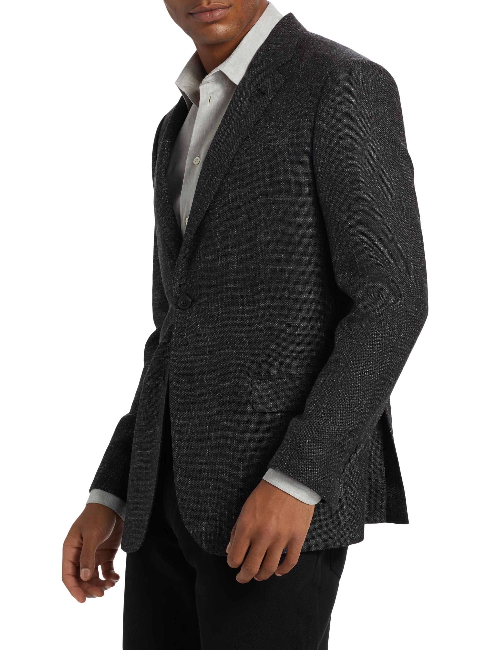 Emporio Armani Men's Virgin Wool-Blend Blazer - Black | Thumbnail 4