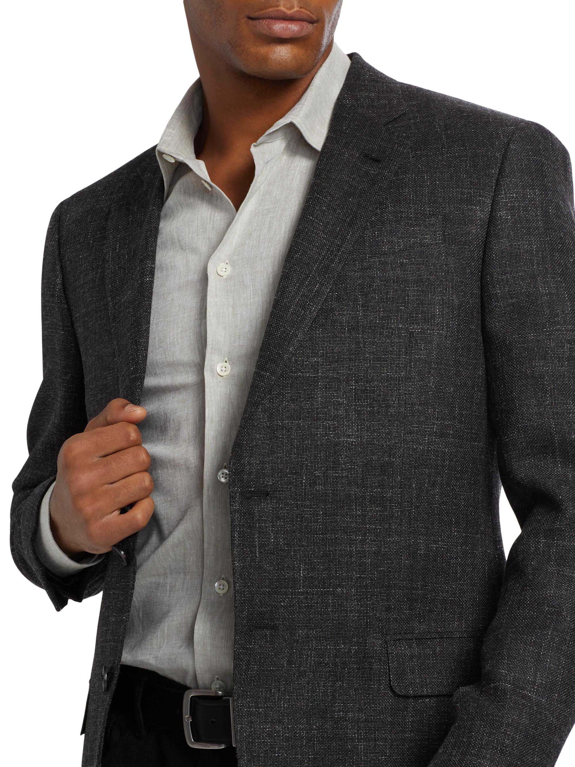 Emporio Armani Men's Virgin Wool-Blend Blazer - Black | Thumbnail 6