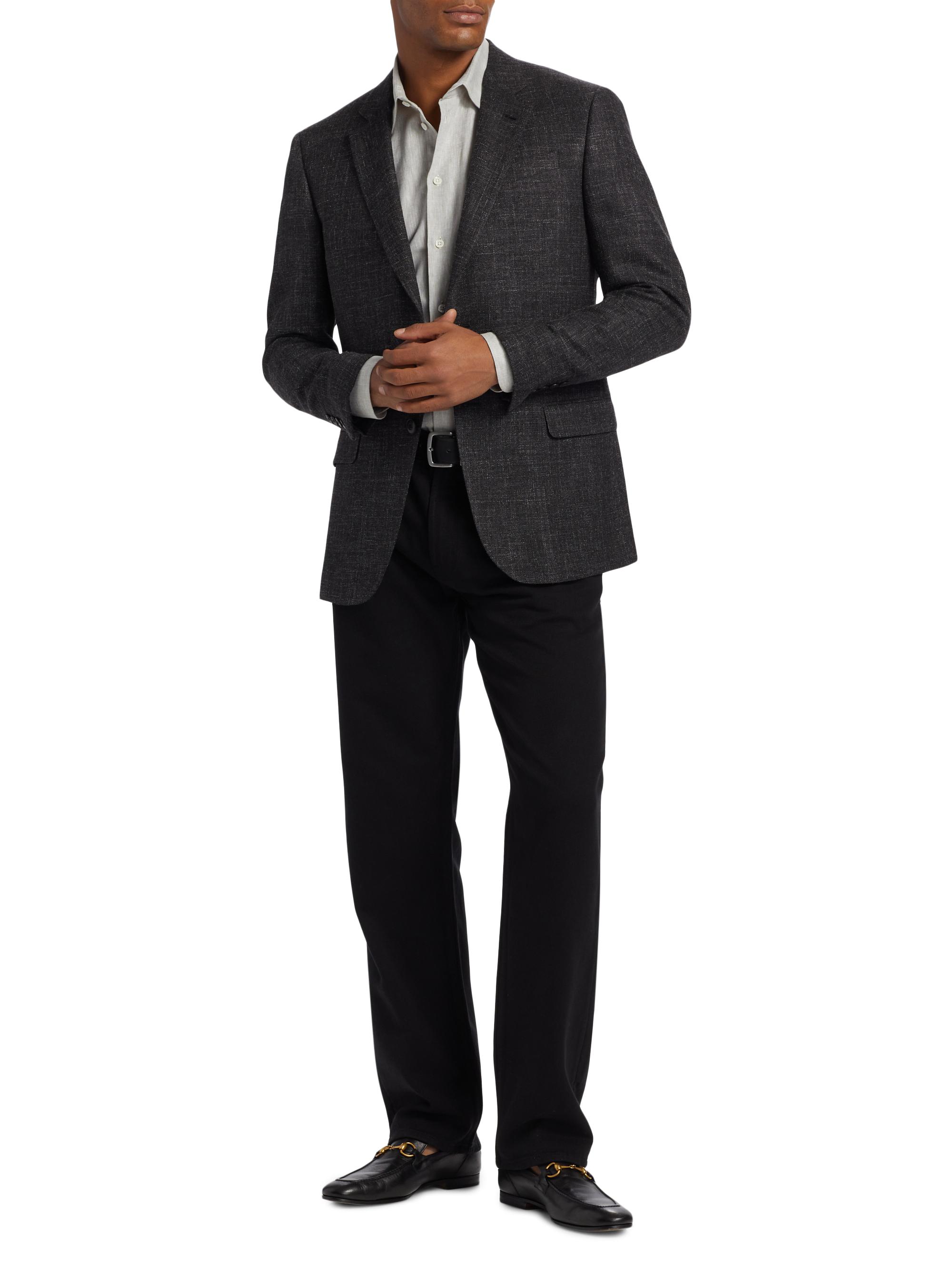 Emporio Armani Men's Virgin Wool-Blend Blazer - Black | Thumbnail 2