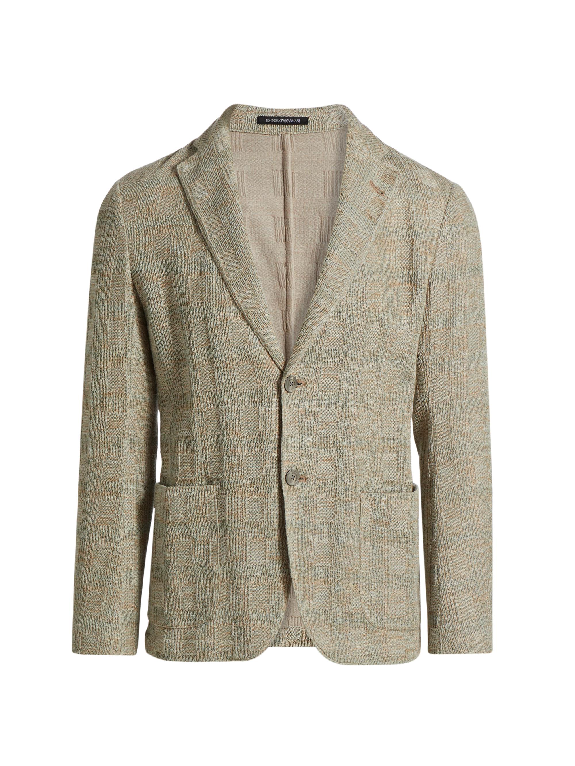Emporio Armani Textured Checked Knit Blazer | Saks Fifth Avenue