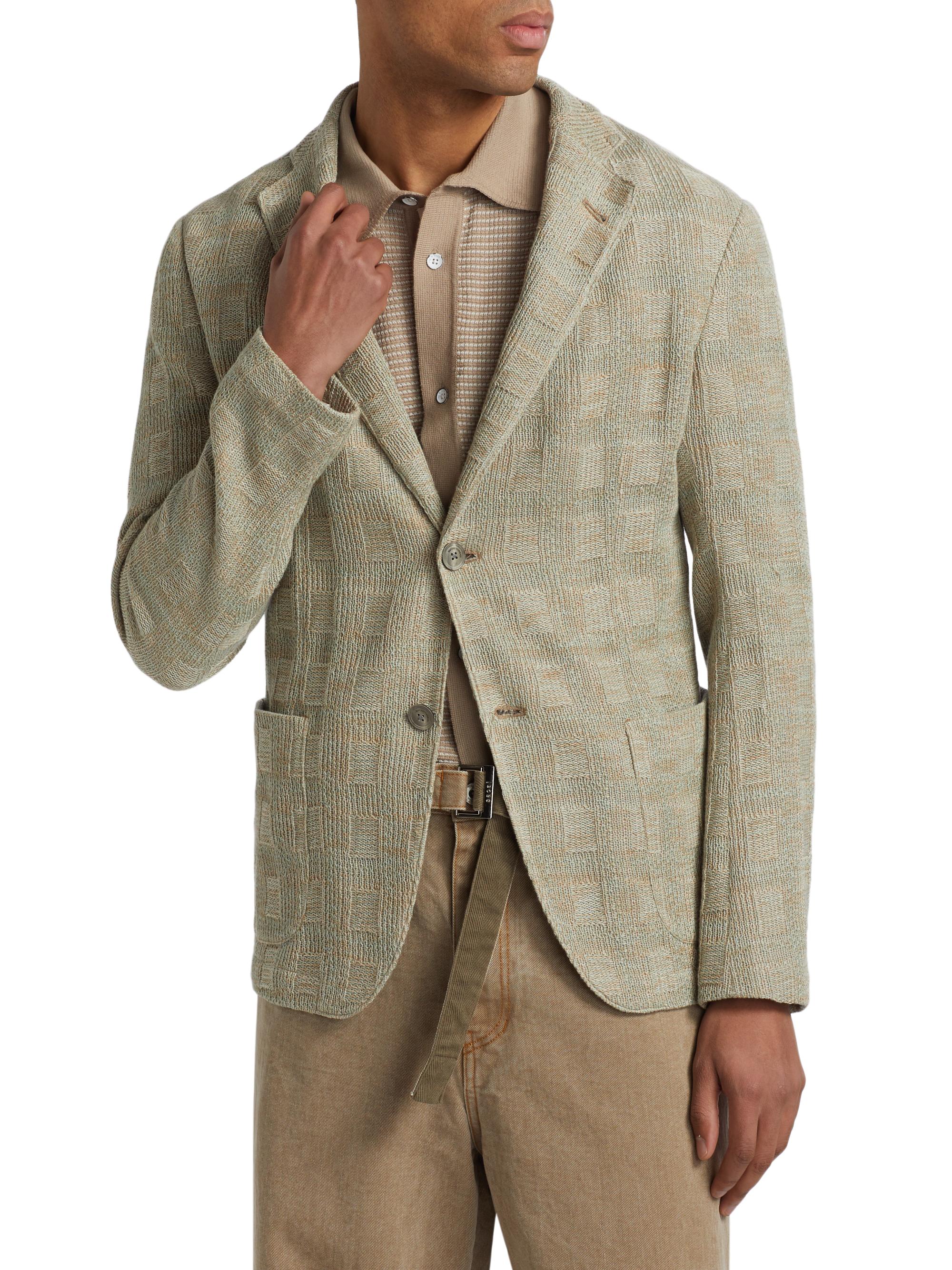 Emporio Armani Textured Checked Knit Blazer | Saks Fifth Avenue