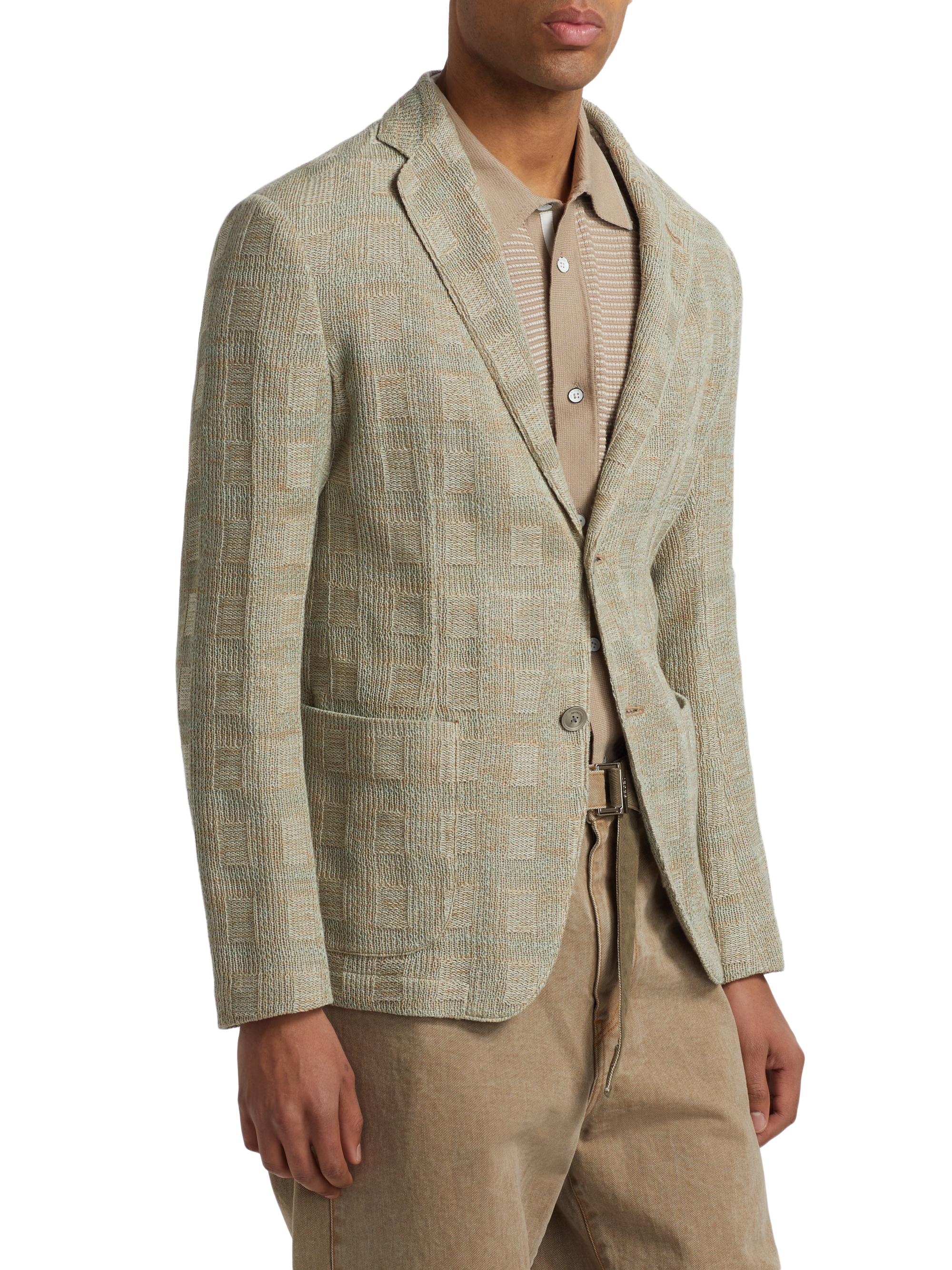 Emporio Armani Textured Checked Knit Blazer | Saks Fifth Avenue