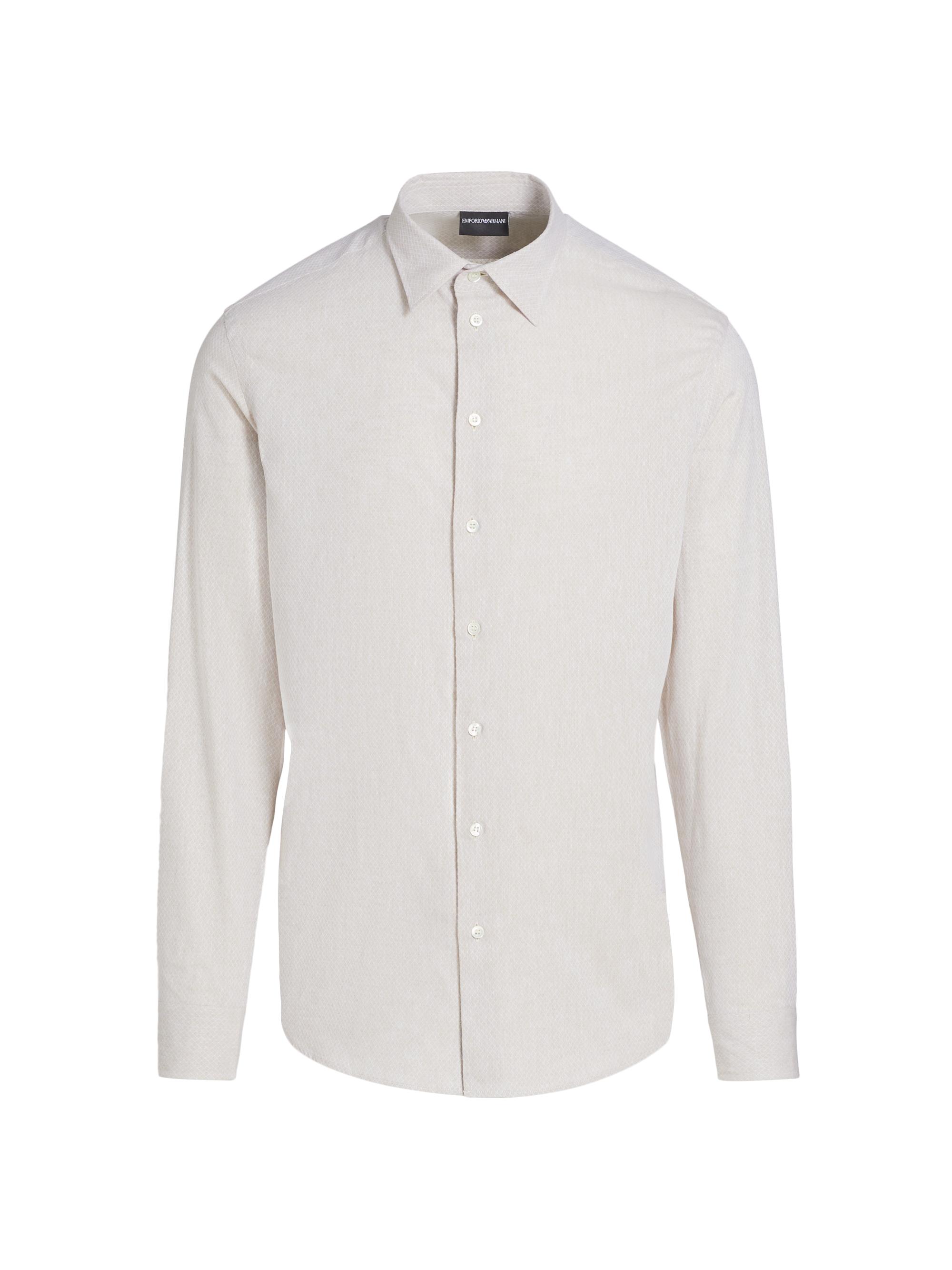 Emporio Armani Men's Linen-Cotton Cross-Stitch Shirt - Tan