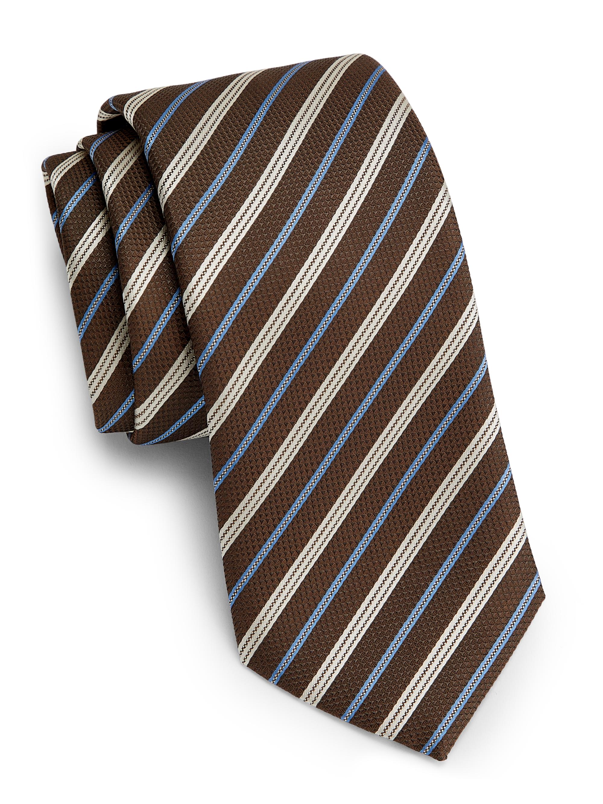 Emporio Armani Men's Striped Silk Tie - Brown