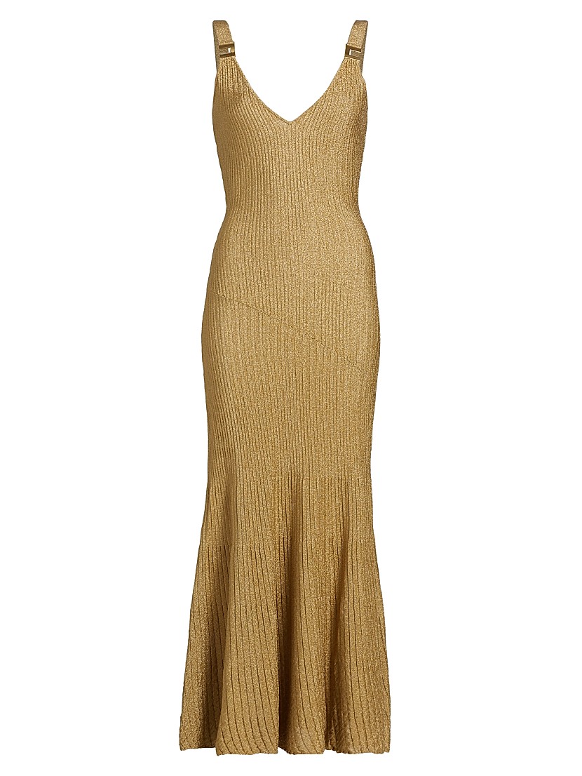 Shop Elisabetta Franchi E. F. Metallic Ribbed Maxi Dress Shop Elisabetta Franchi E. F. Metallic Ribbed Maxi Dress