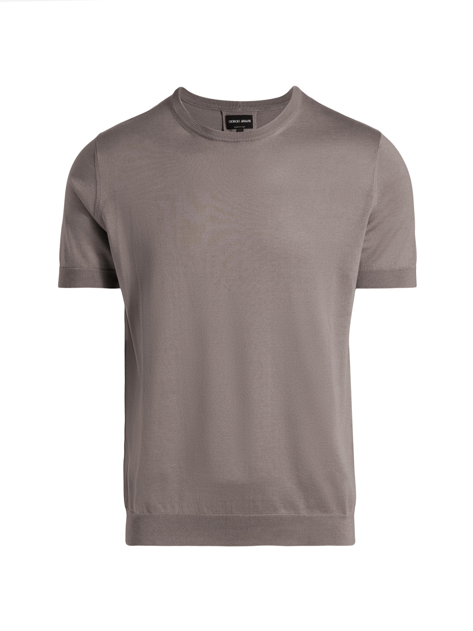 Giorgio Armani Men's Silk-Cotton Short-Sleeve Sweater - Pearl