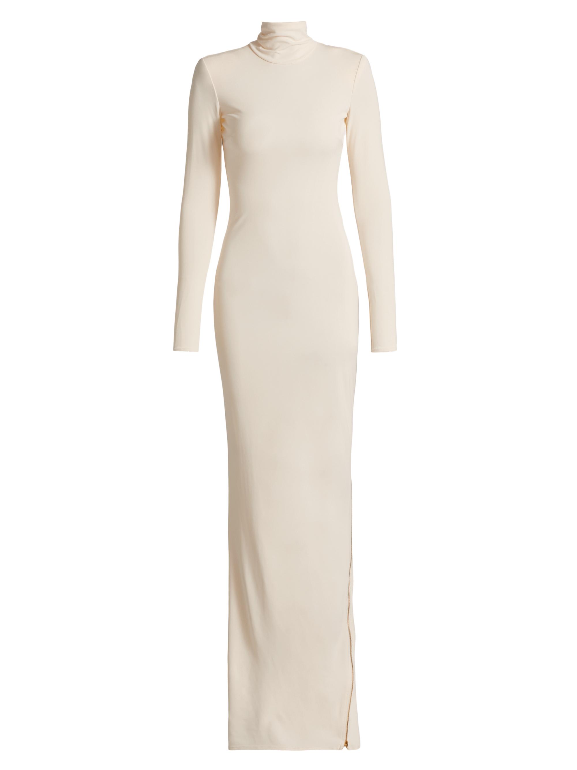 Elisabetta Franchi Women's Crepe Jersey Turtleneck Maxi Dress - Butter