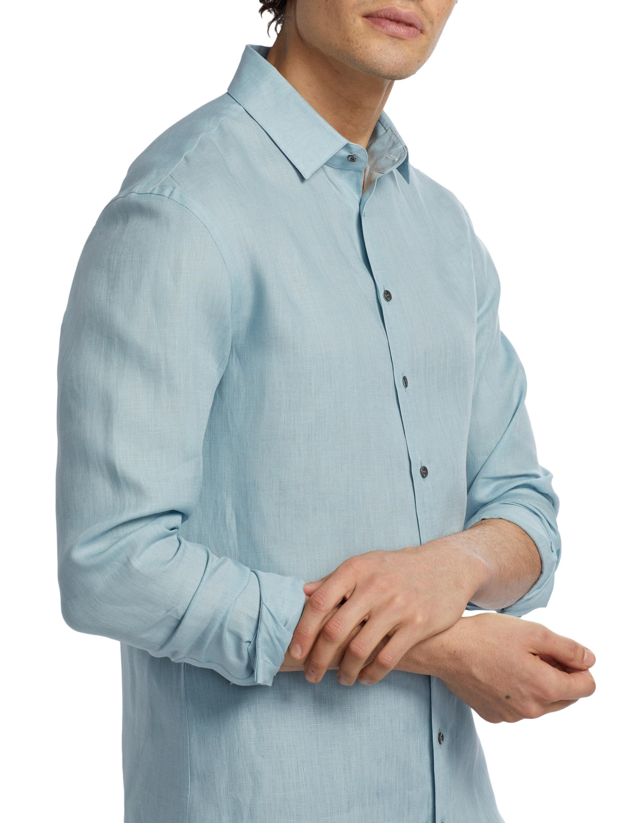 Giorgio Armani Linen Button-Front Shirt | Saks Fifth Avenue