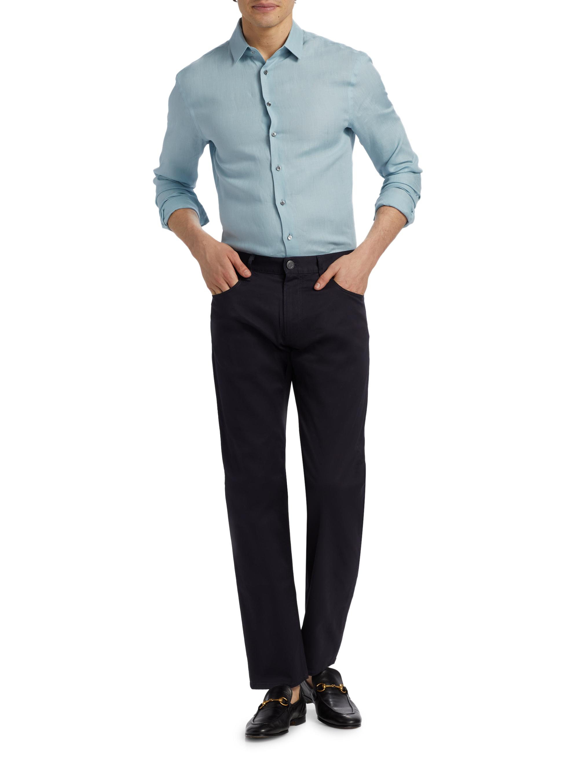 Giorgio Armani Linen Button-Front Shirt | Saks Fifth Avenue