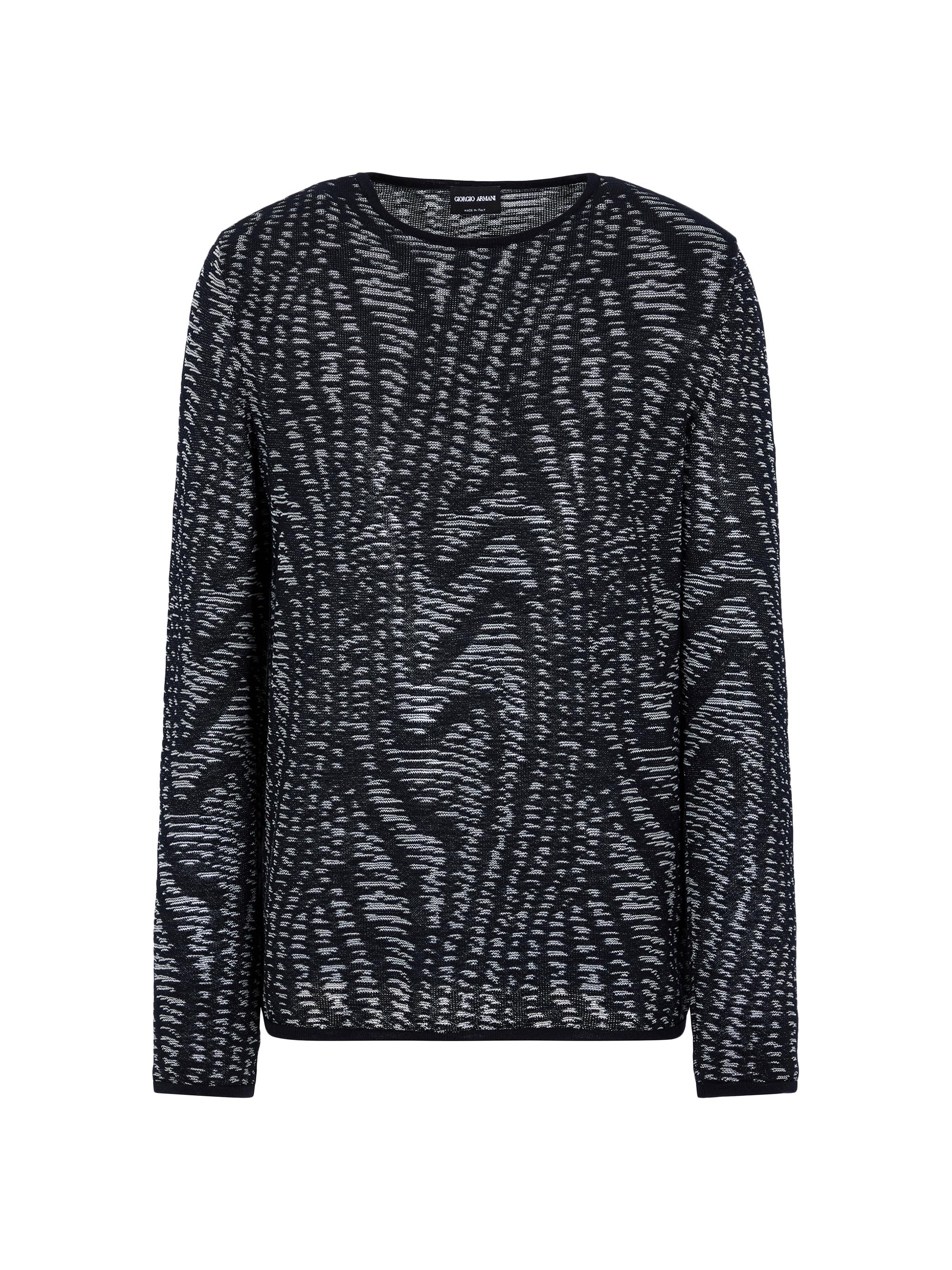 Giorgio Armani Men's Wave Crewneck Sweater - Night Blue