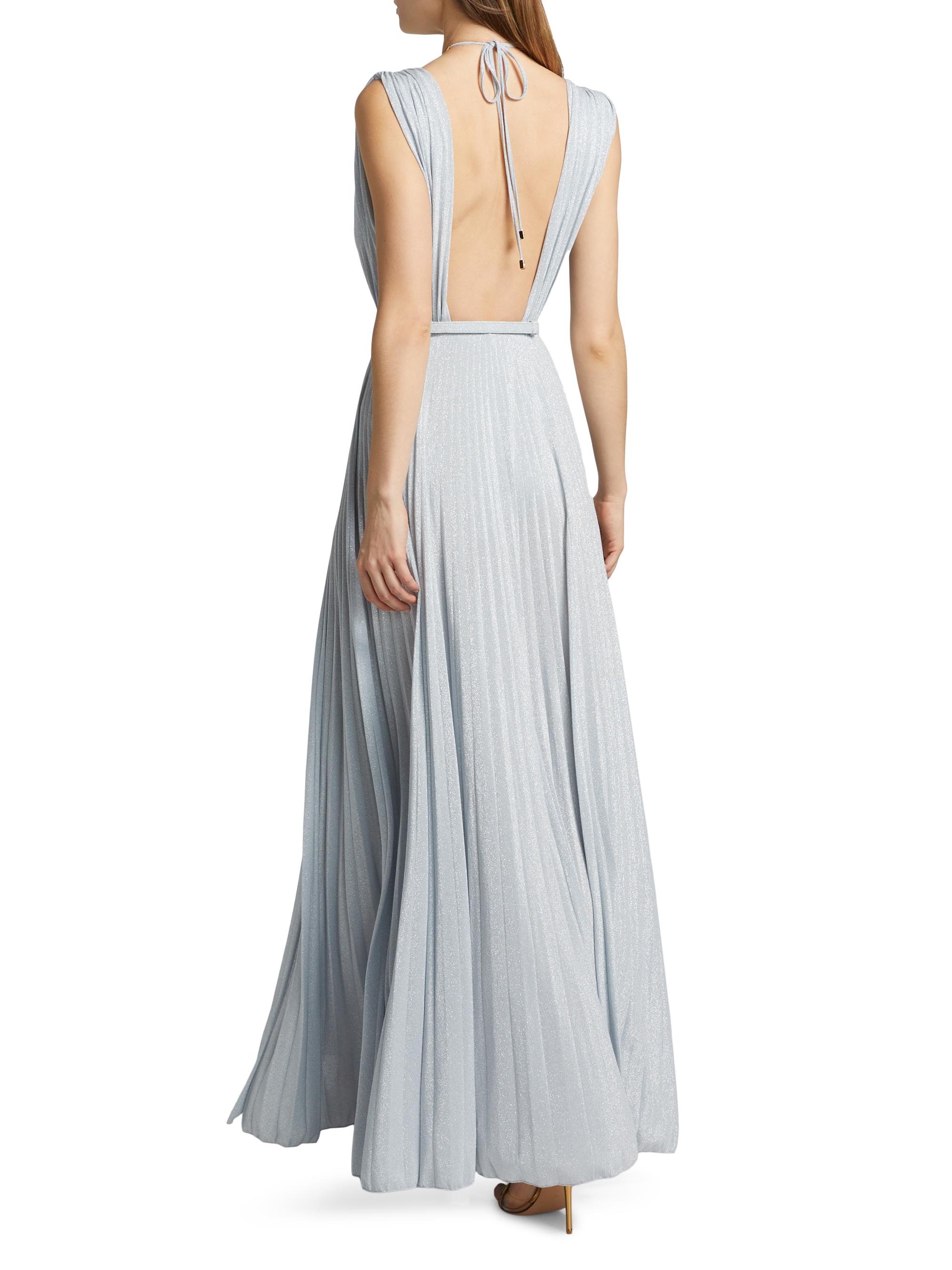 Elisabetta Franchi Red Carpet Metallic Jersey Belted Gown | Saks
