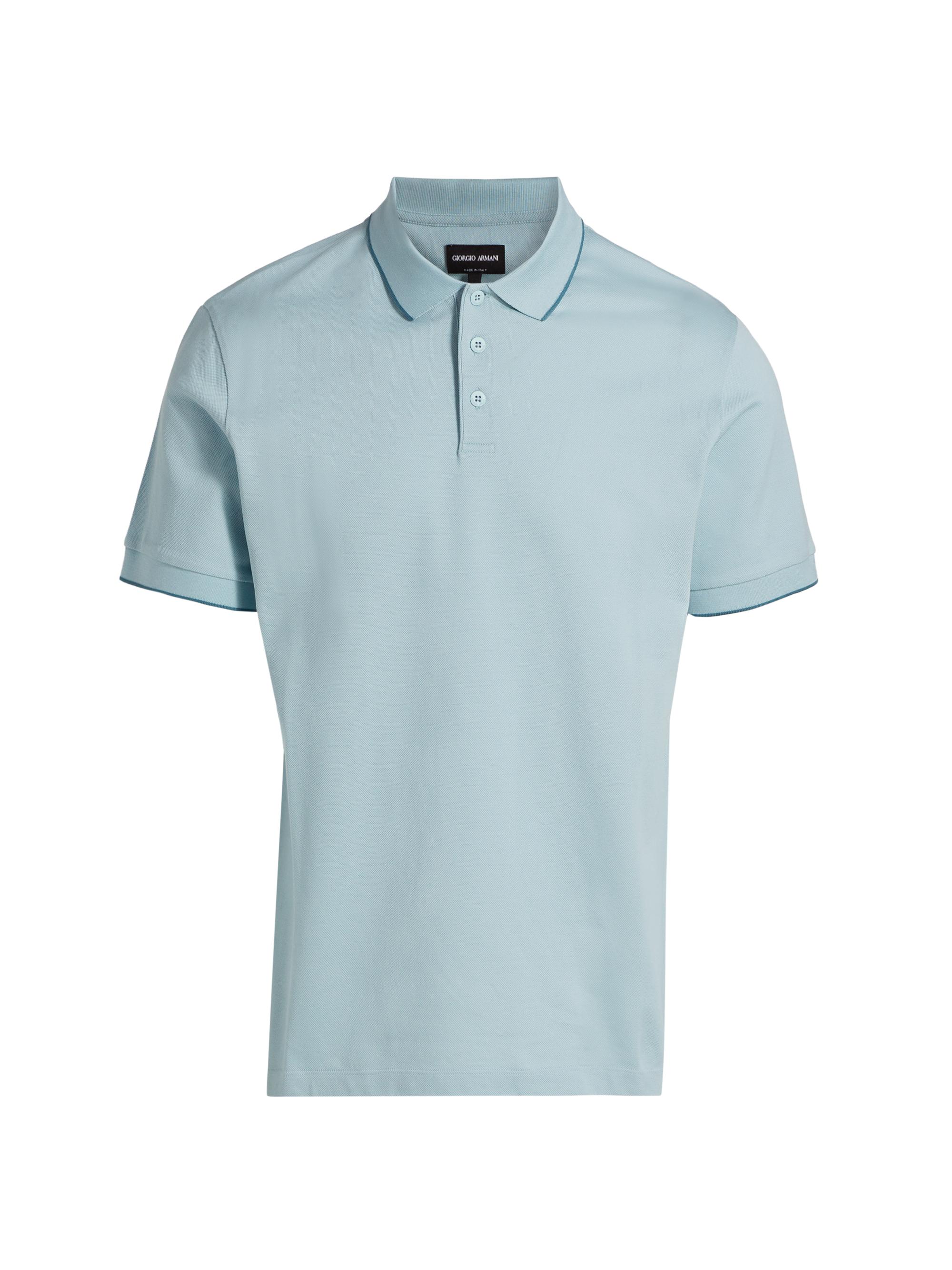 Giorgio Armani Men's Tipped Jersey Polo Shirt - Aqua