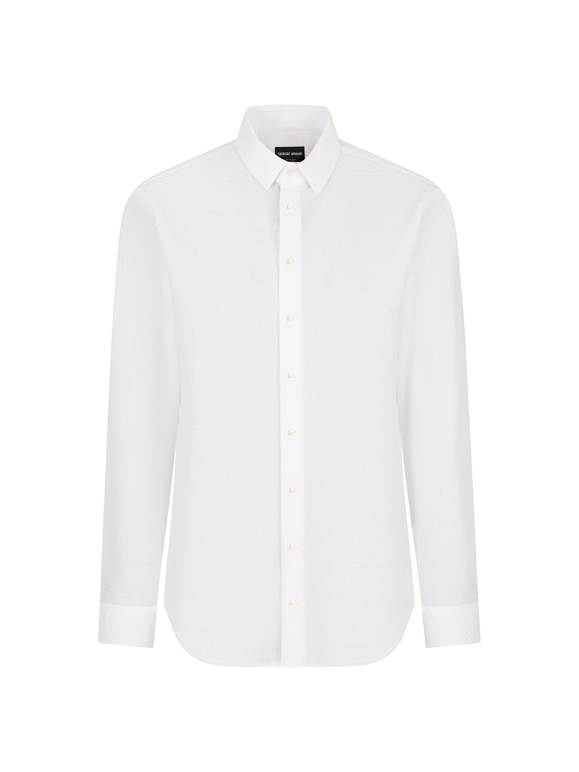 Giorgio Armani Men's Seersucker Cotton Shirt - White
