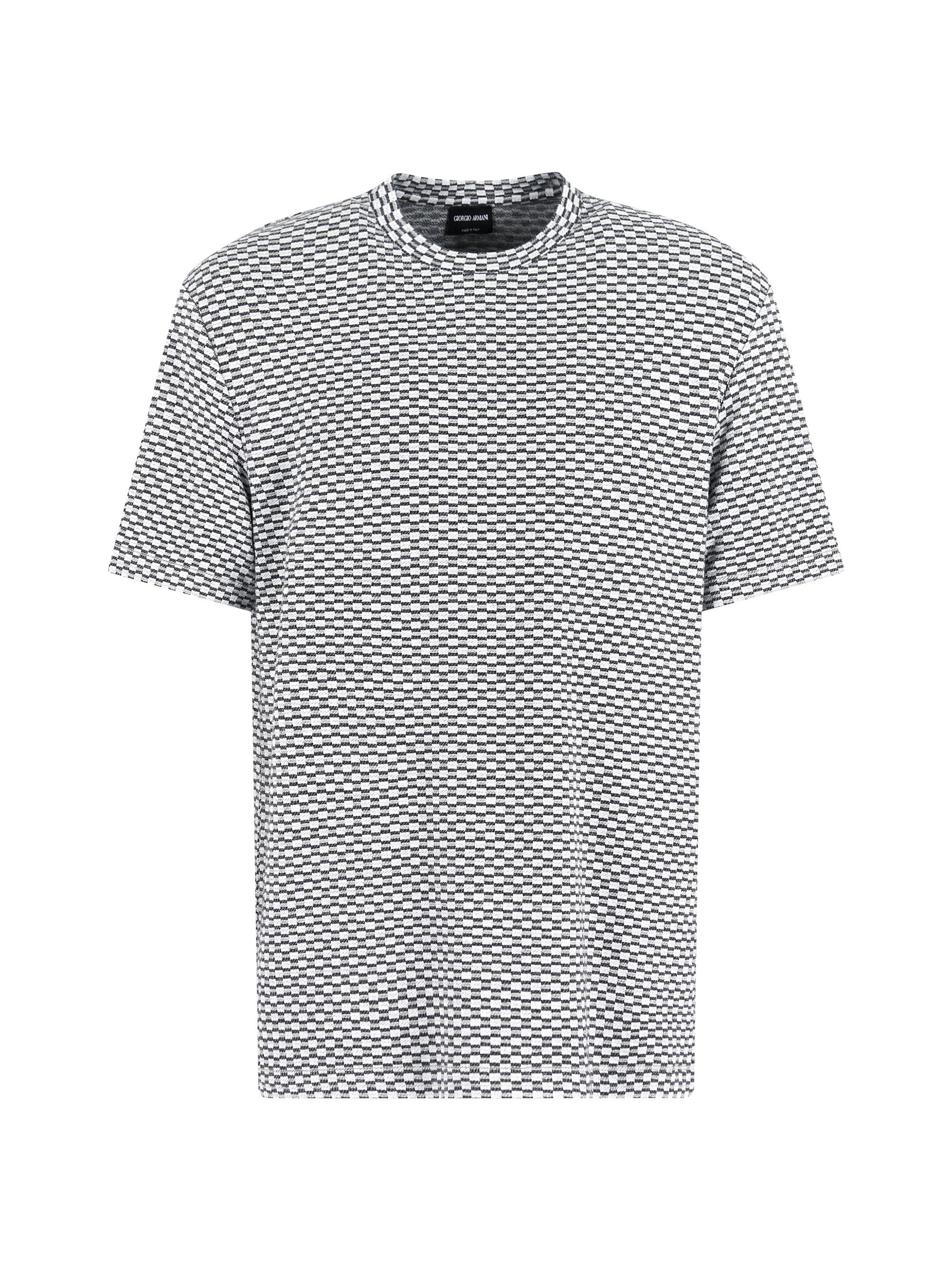 Giorgio Armani Men's Check Crewneck T-Shirt - White
