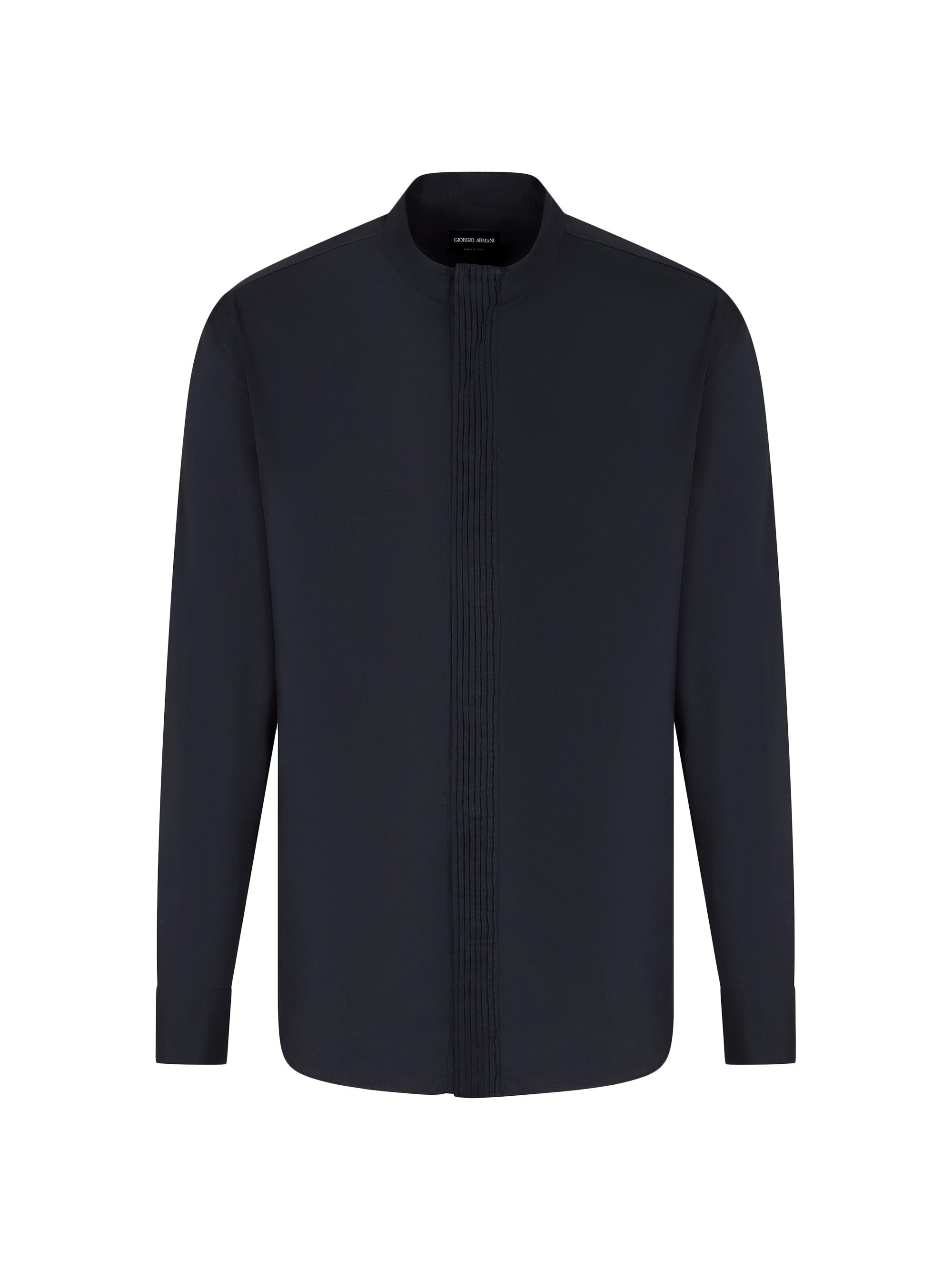 Giorgio Armani Men's Nero Collar Covered Placket Shirt - Black