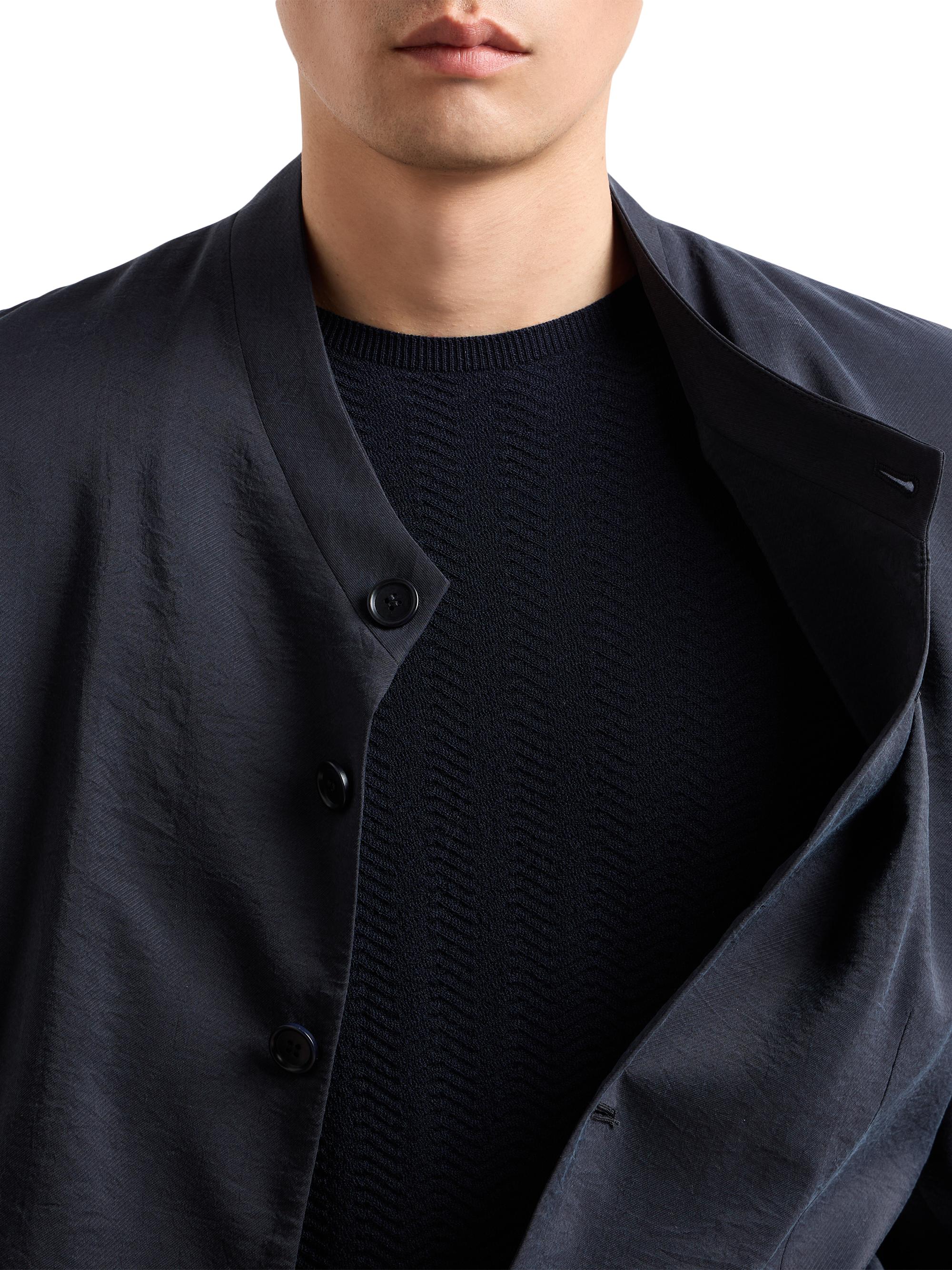 Giorgio Armani Men's Herringbone Crewneck Sweater - Night Blue | Thumbnail 5