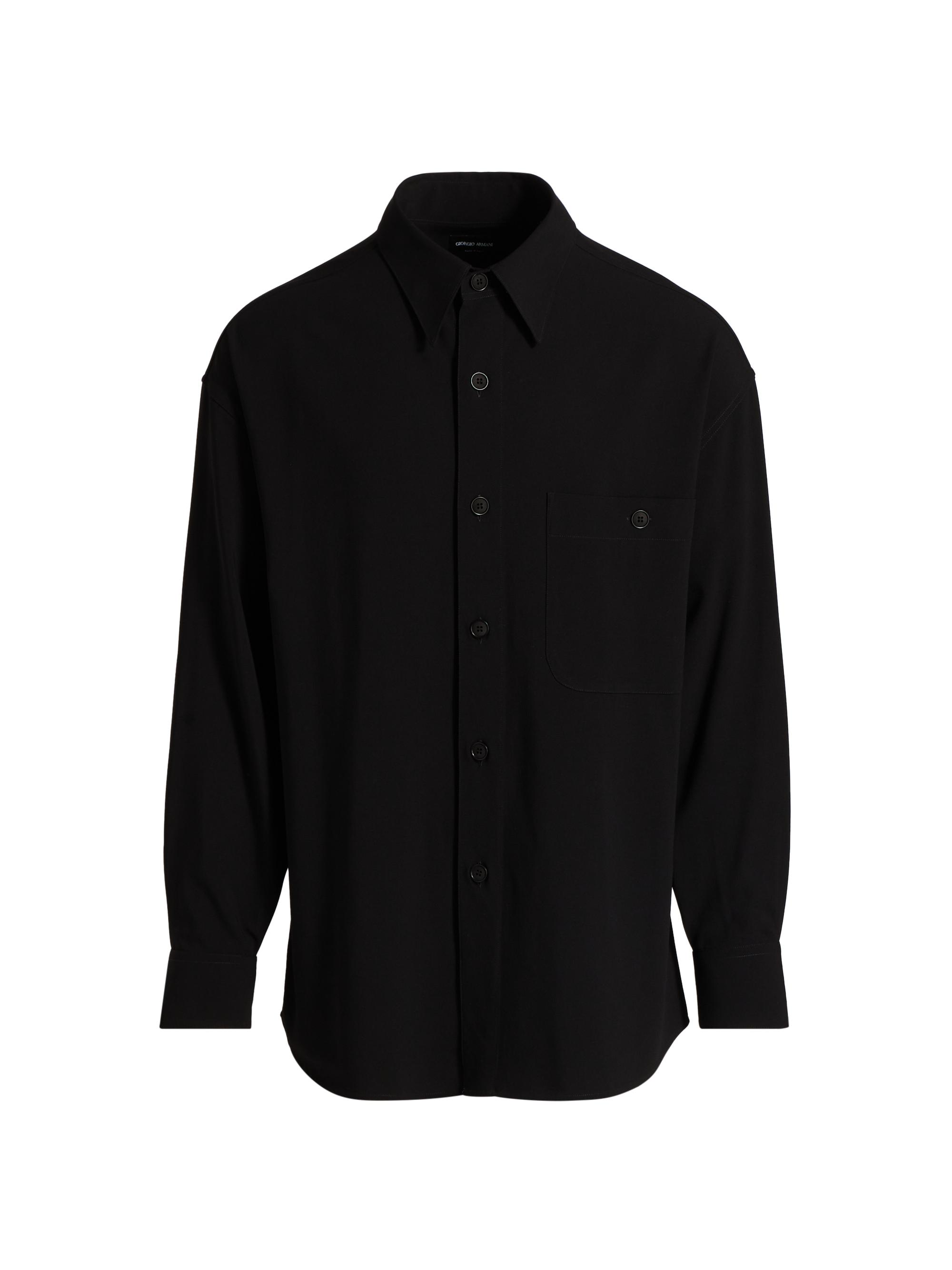 Giorgio Armani Men's Wool Button-Front Shirt - Black