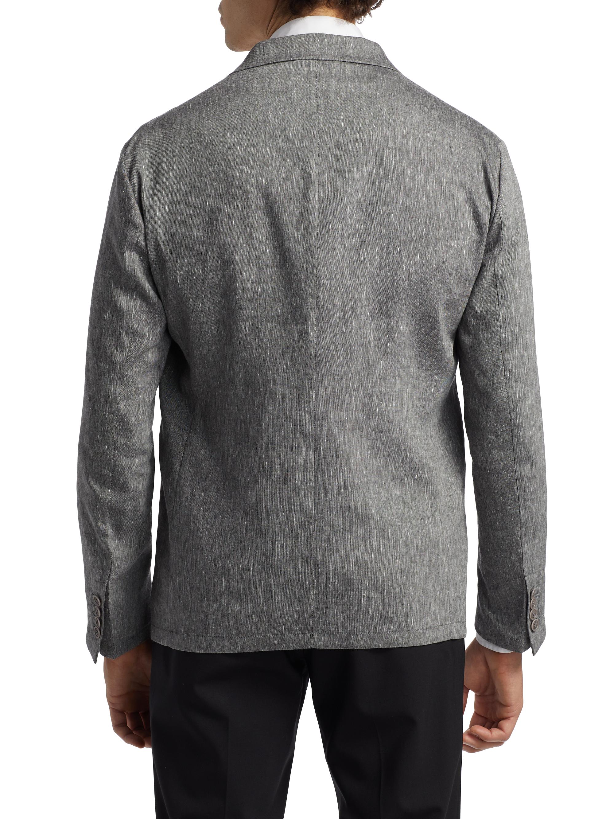 Giorgio Armani Men's Notch Lapel Linen-Wool Blazer - Grey | Thumbnail 5