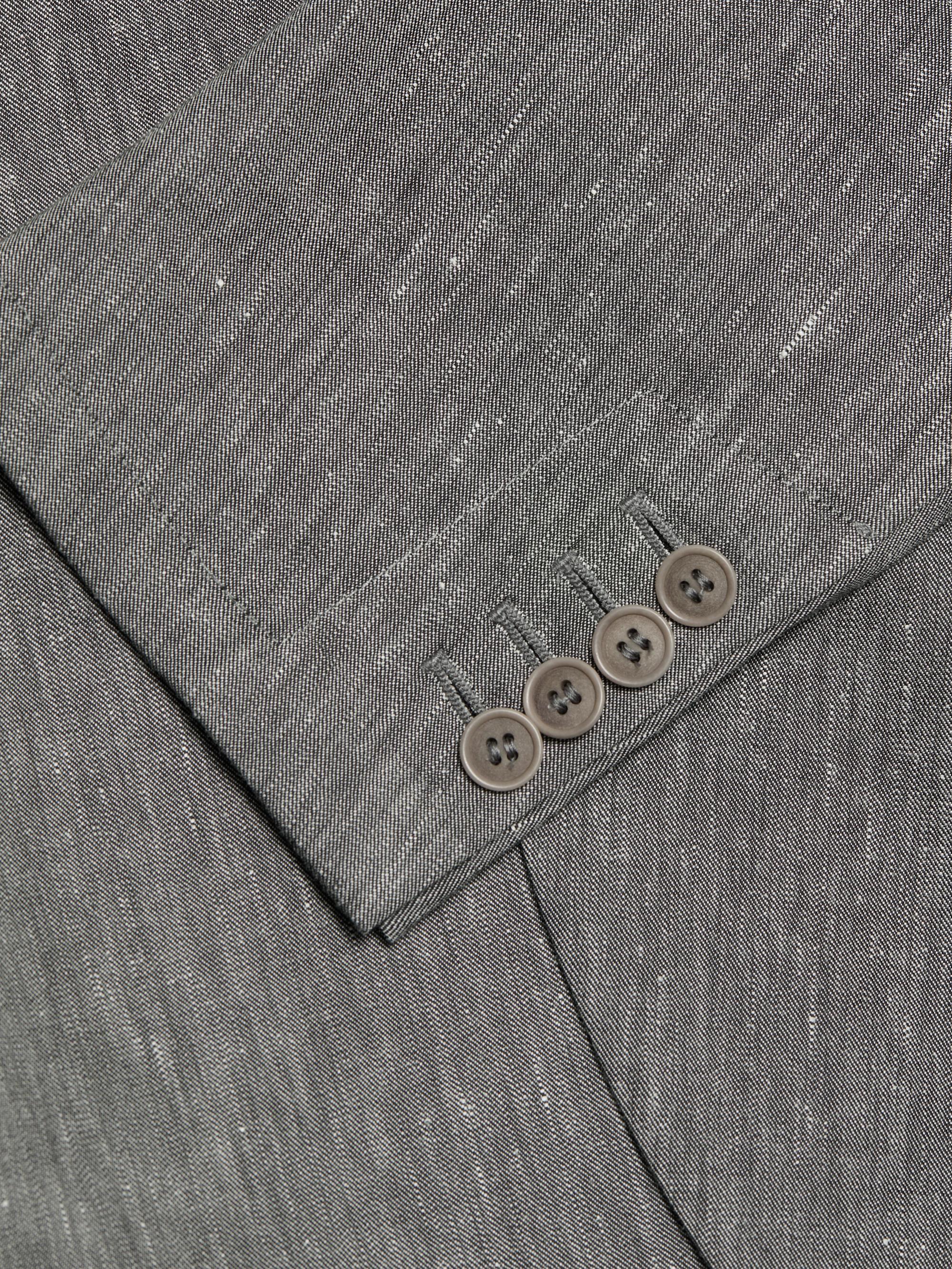 Giorgio Armani Men's Notch Lapel Linen-Wool Blazer - Grey | Thumbnail 7