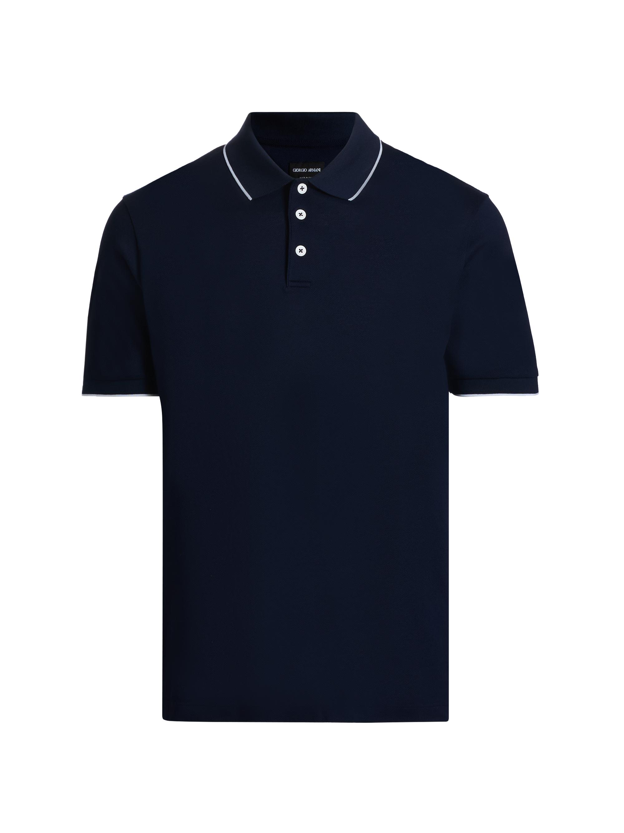 Giorgio Armani Men's Cotton Jersey Polo Shirt - Blue