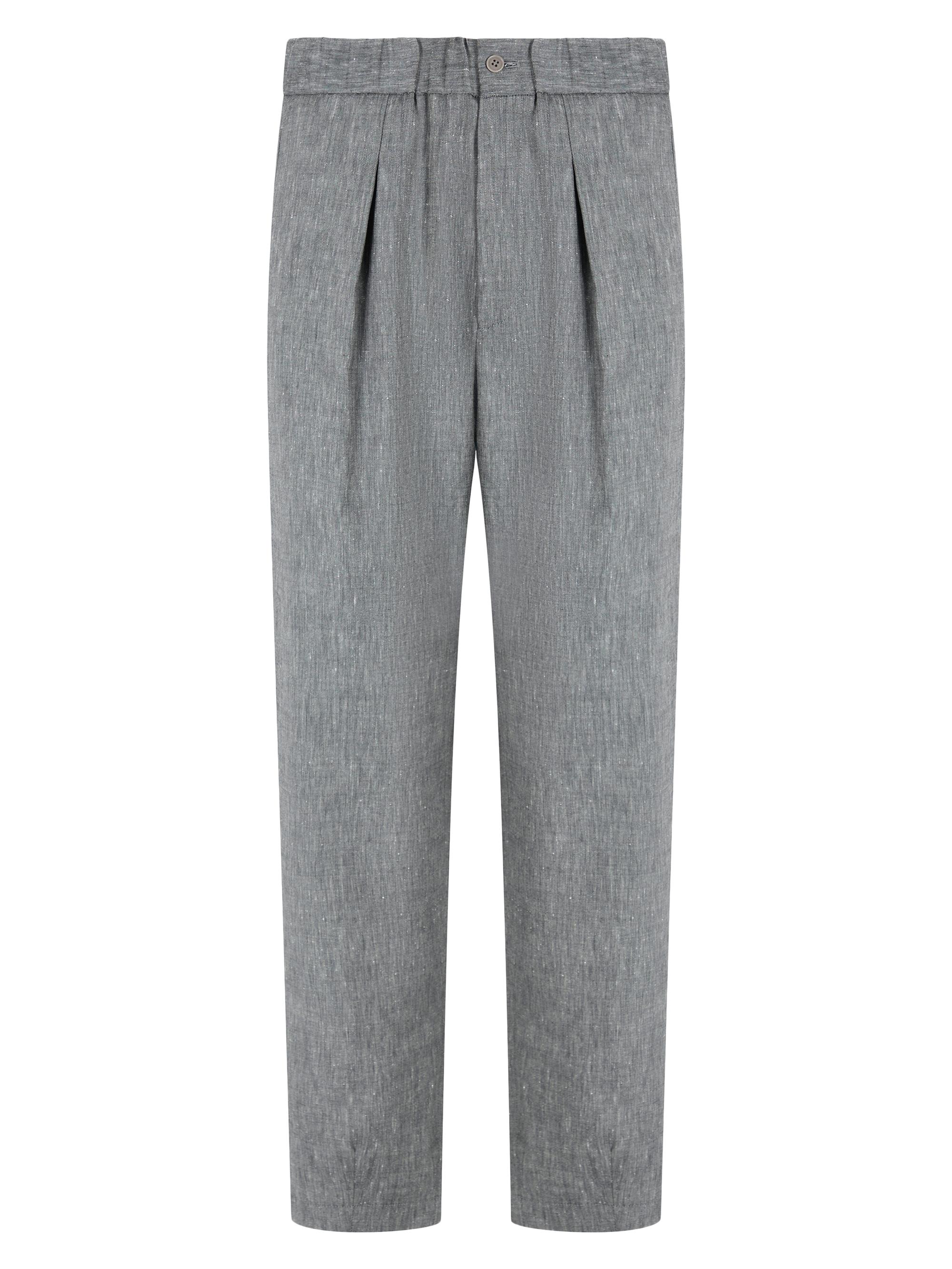 Giorgio Armani Men's Linen-Wool Twill Trousers - Grey