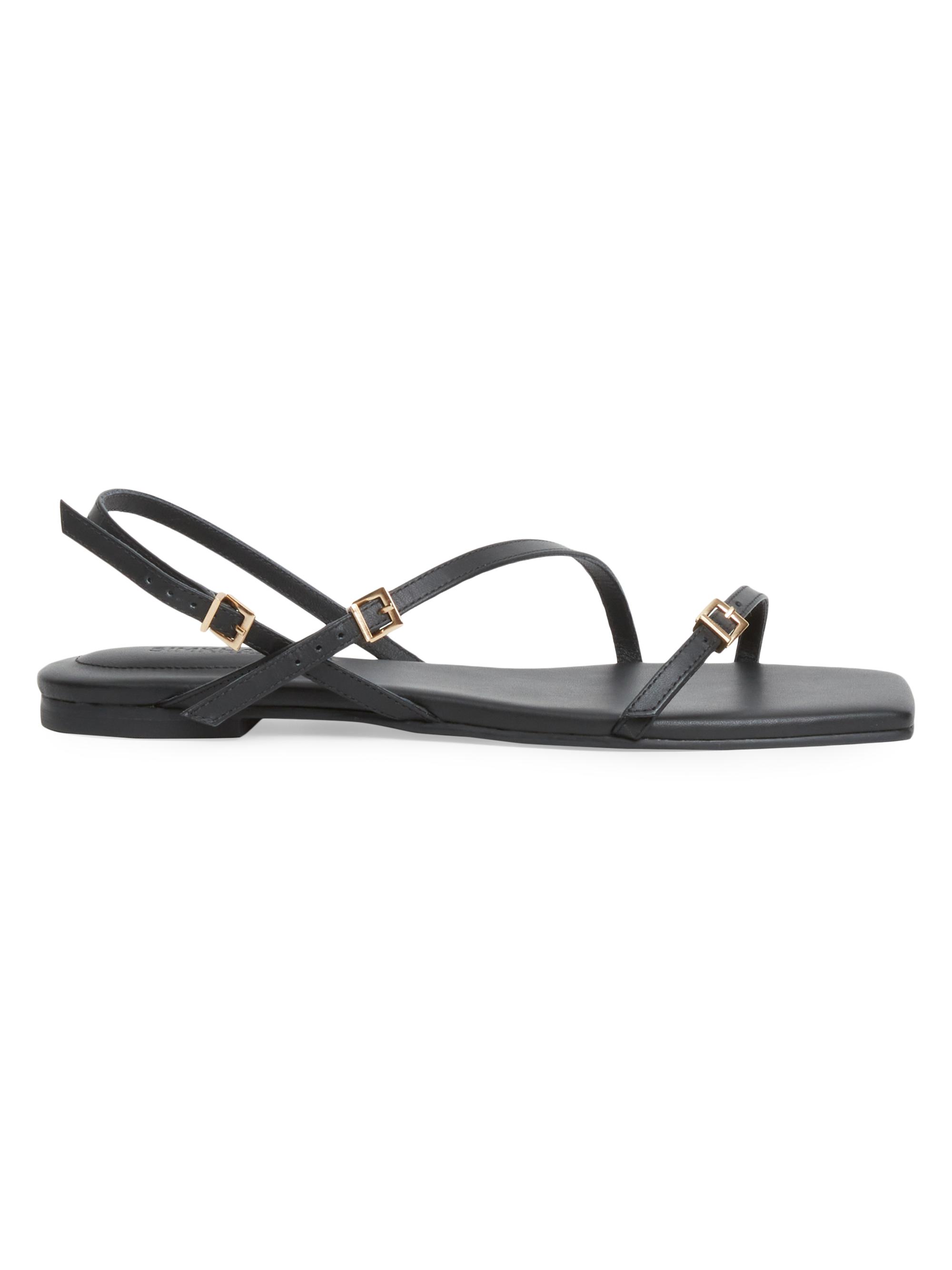 SIMKHAI Women's Carey Leather Strappy Flat Sandals - Black